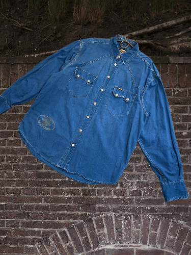 Harley Davidson × Vintage Vintage 90s Harley Davidson Denim Button Up Shirt Size US XL / EU 56 / 4 - 1 Thumbnail