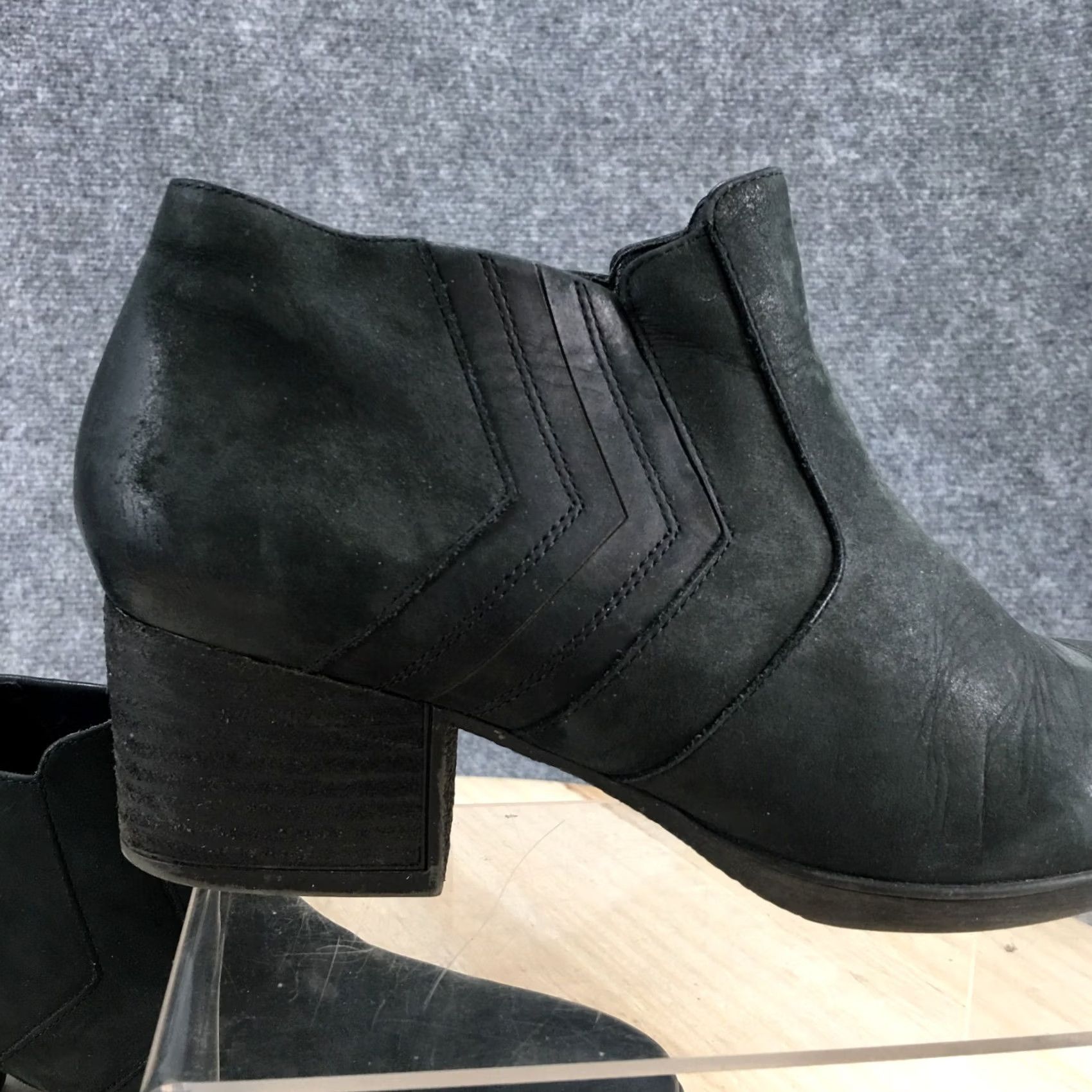 Vintage Abeo Felicity Boots Women's 7.5 N Side Zip Ankle Bootie Black Leather Heels Size US 8 / IT 38 - 5 Thumbnail