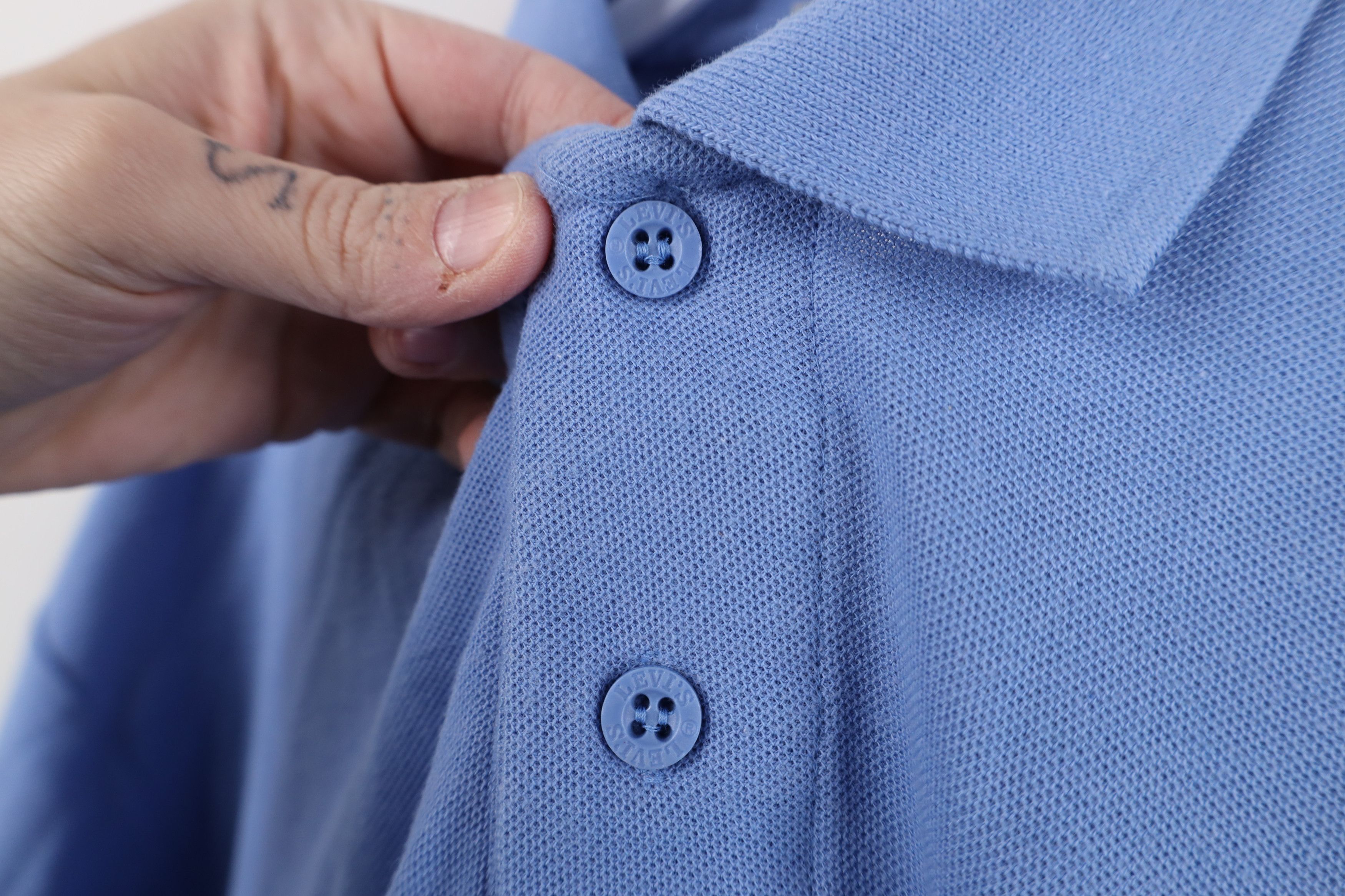 Levi's Vintage 80s Levis Spell Knit Collared Golf Polo Shirt Blue Size US L / EU 52-54 / 3 - 5 Thumbnail