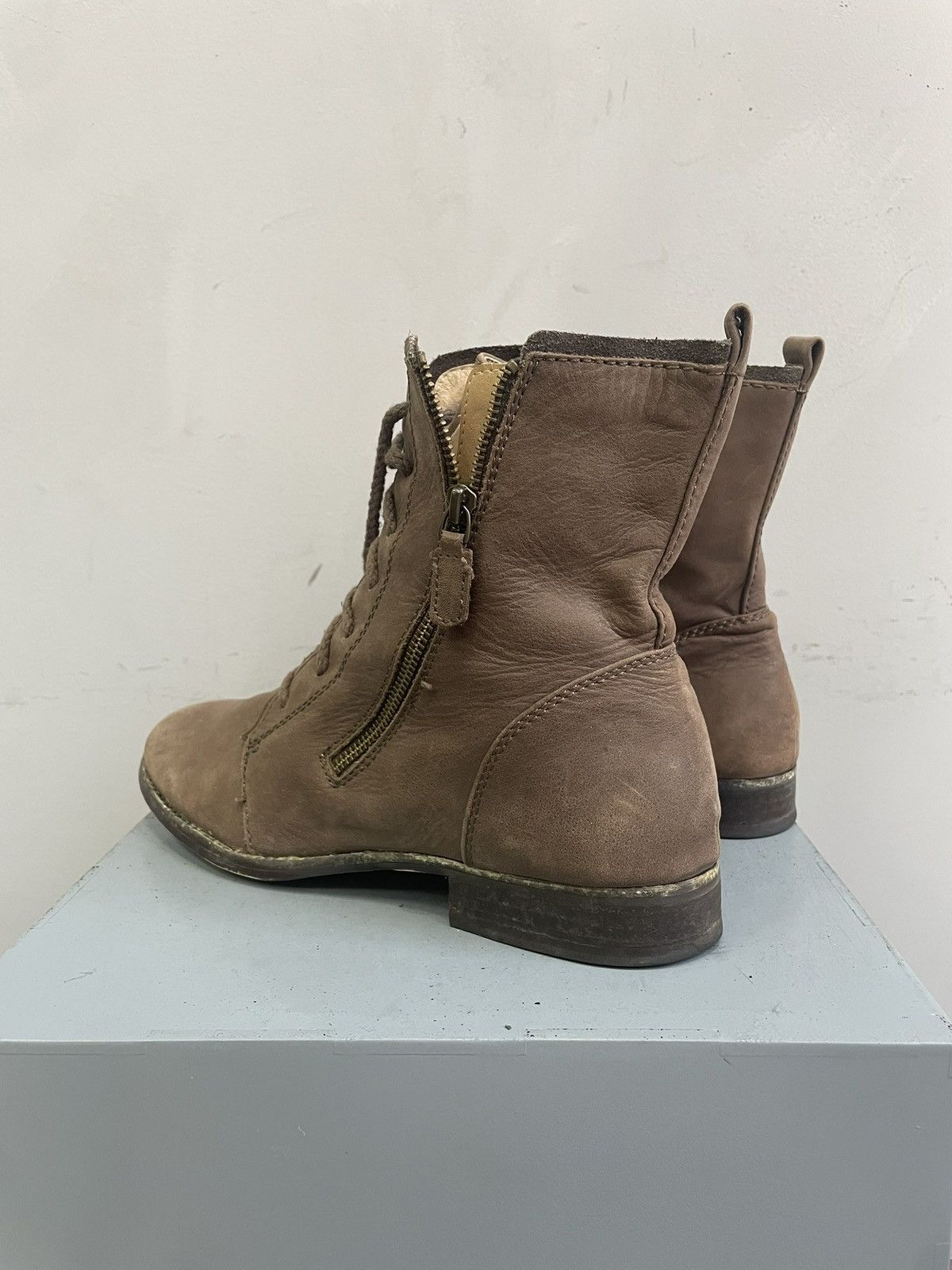 Ankle combat boots A.S. 98 style brown military zipper style