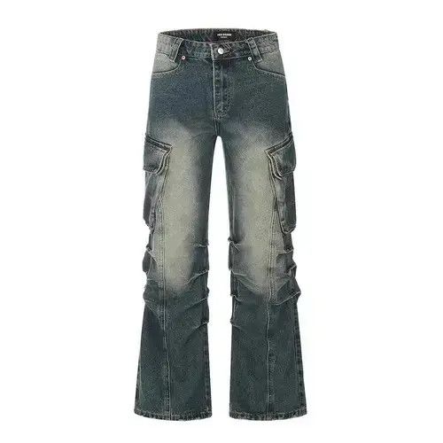 Japanese Brand Streetwear Side Pockets Washed Baggy Blue Jean Unisex Size US 28 / EU 44 - 1 Thumbnail