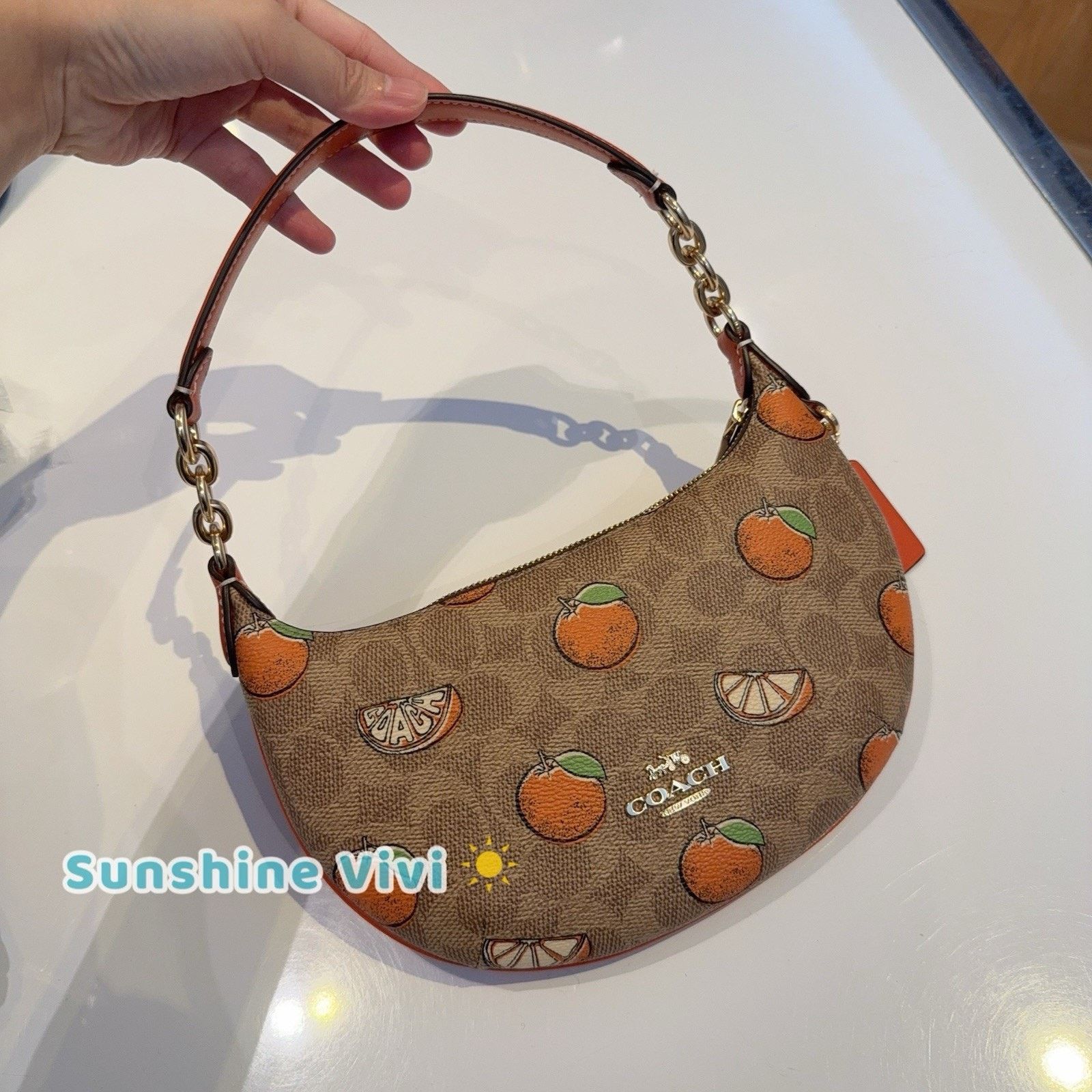 Coach Mini Payton Bag In Signature Canvas With Orange Print