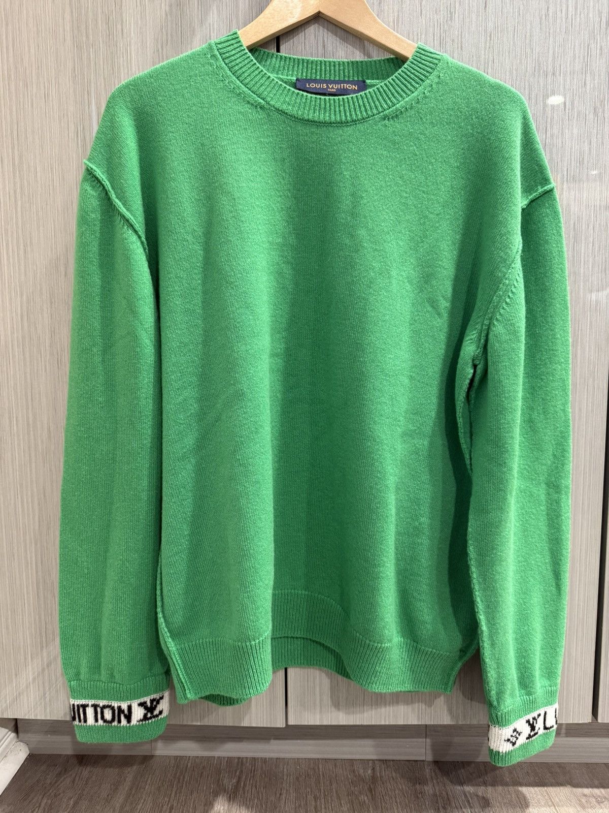 Louis Vuitton Louis Vuitton Green Cuff Logo Knit Sweater Size US L / EU 52-54 / 3 - 1 Thumbnail