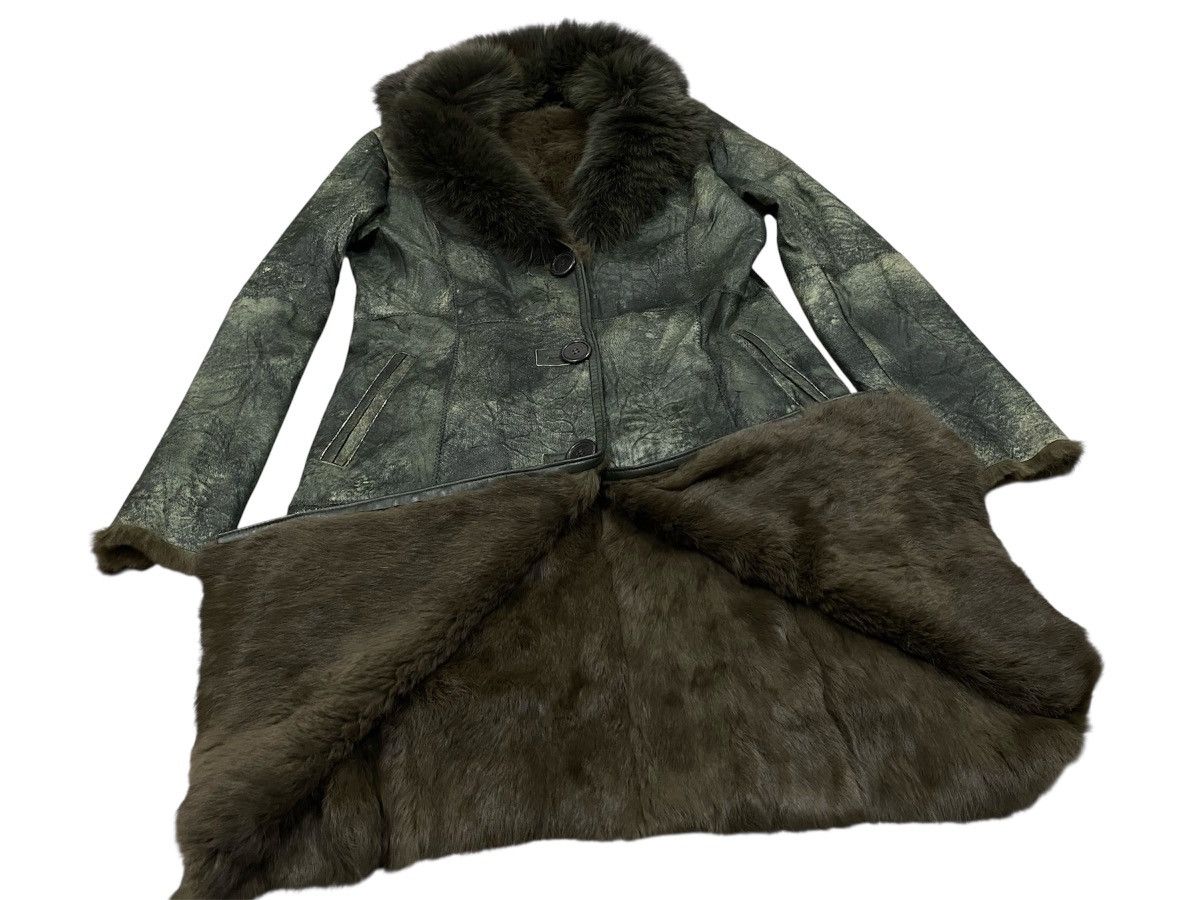 Japanese Brand Vtg Leather Long Coat Leather Rabbit & Fur Blue Fox Collar Size US L / EU 52-54 / 3 - 4 Thumbnail