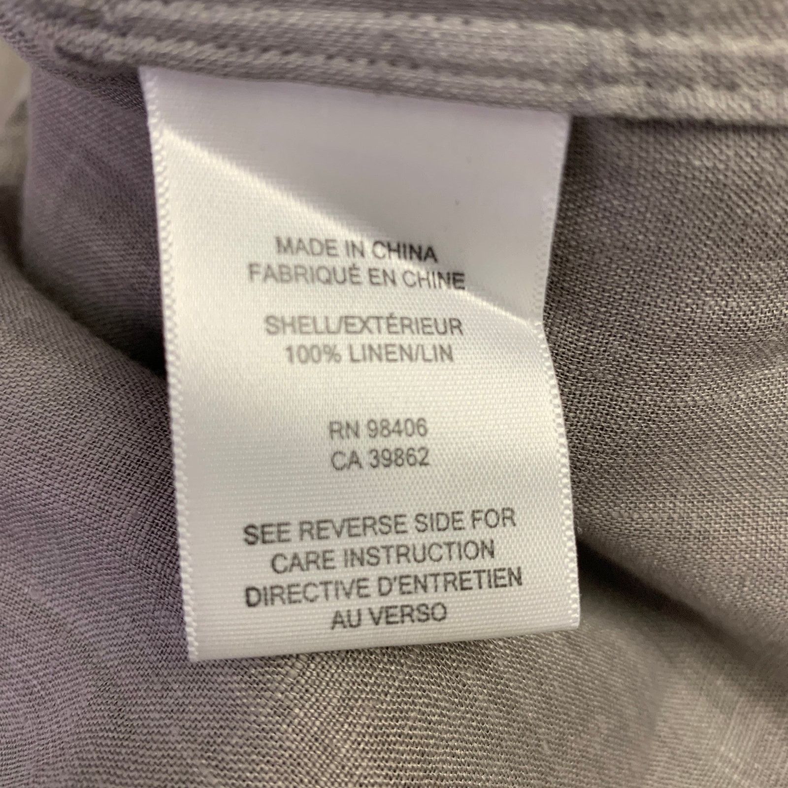 Theory THEORY Size S Grey Linen Button Down Short Sleeve Shirt Size US S / EU 44-46 / 1 - 6 Thumbnail