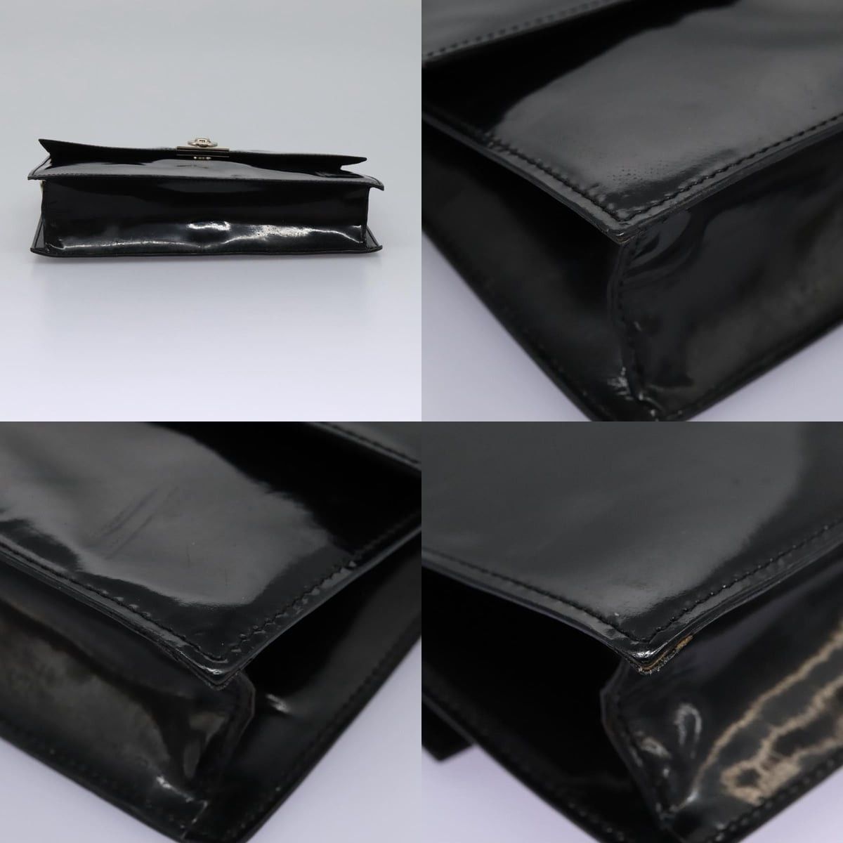 Celine CELINE Chain Shoulder Bag Enamel Black Silver Size ONE SIZE - 10 Thumbnail