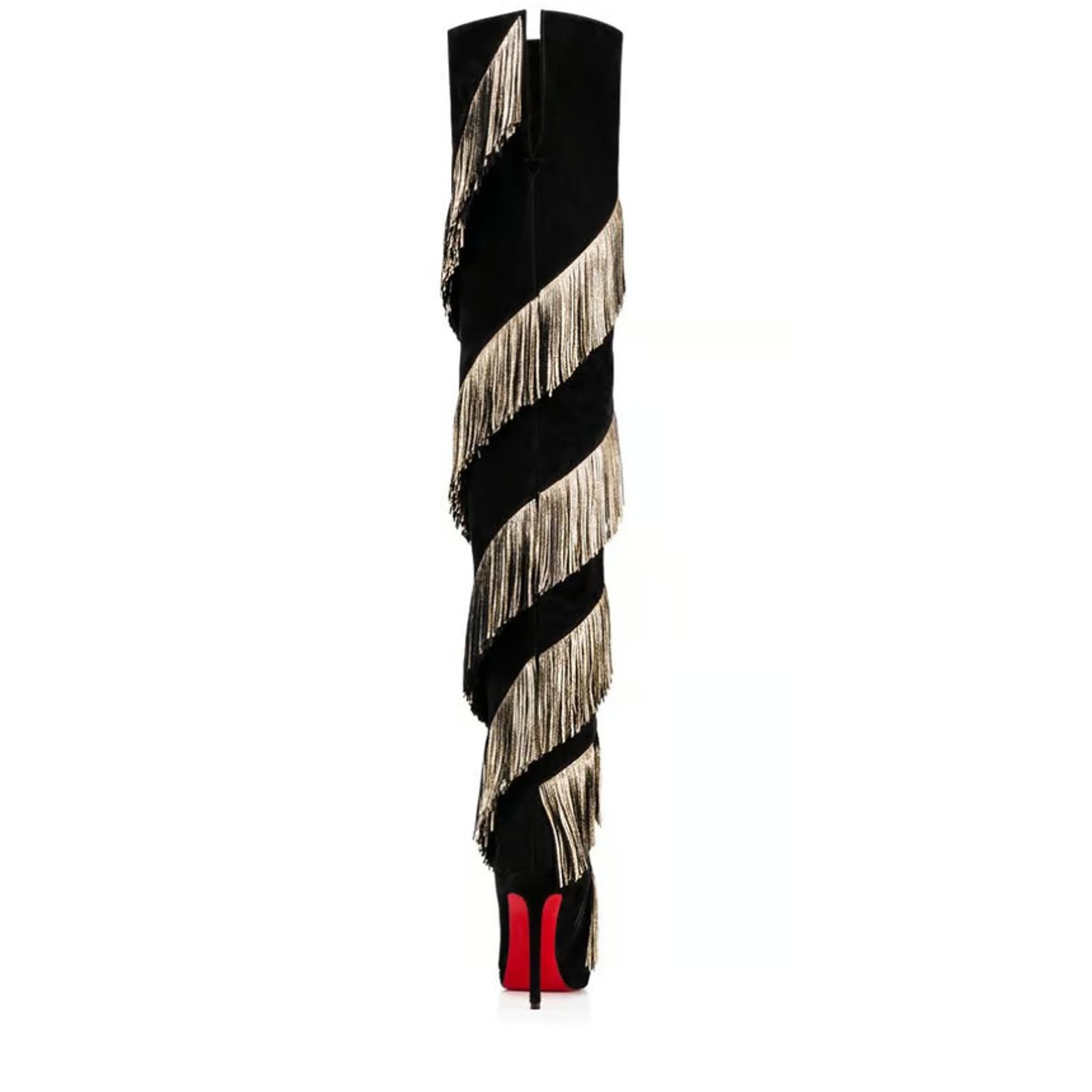 Christian Louboutin Christian Louboutin Bolcheva 120 Black Gold Fring Thigh High Size US 10.5 / IT 40.5 - 12 Thumbnail