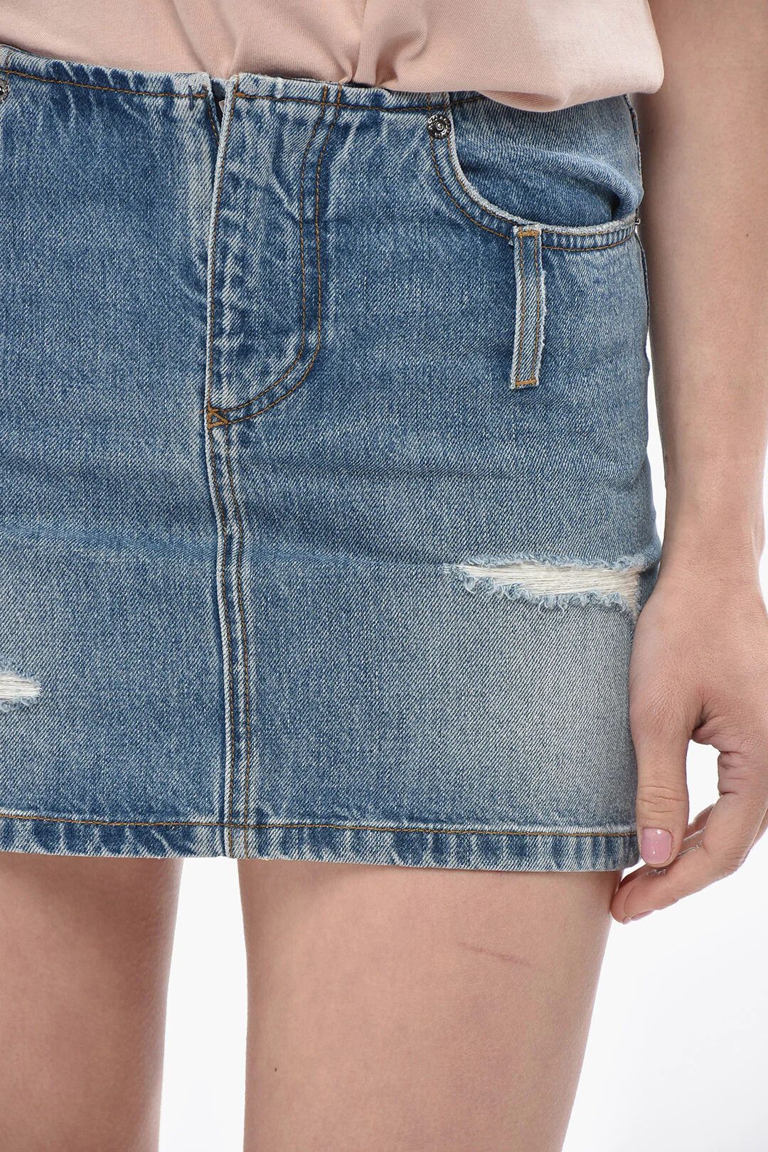 Dolce & Gabbana og1mm0426 Denim Mini Skirt in Light Blue Size 26" / US 2 / IT 38 - 3 Thumbnail