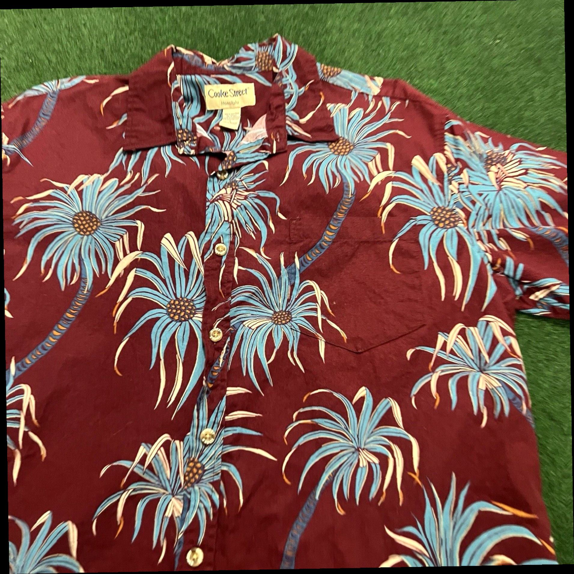 Vintage COOKE STREET Men's Size Large Print Red Hawaiian Shirt Cotton Summer Beach Palms Size US L / EU 52-54 / 3 - 2 Thumbnail