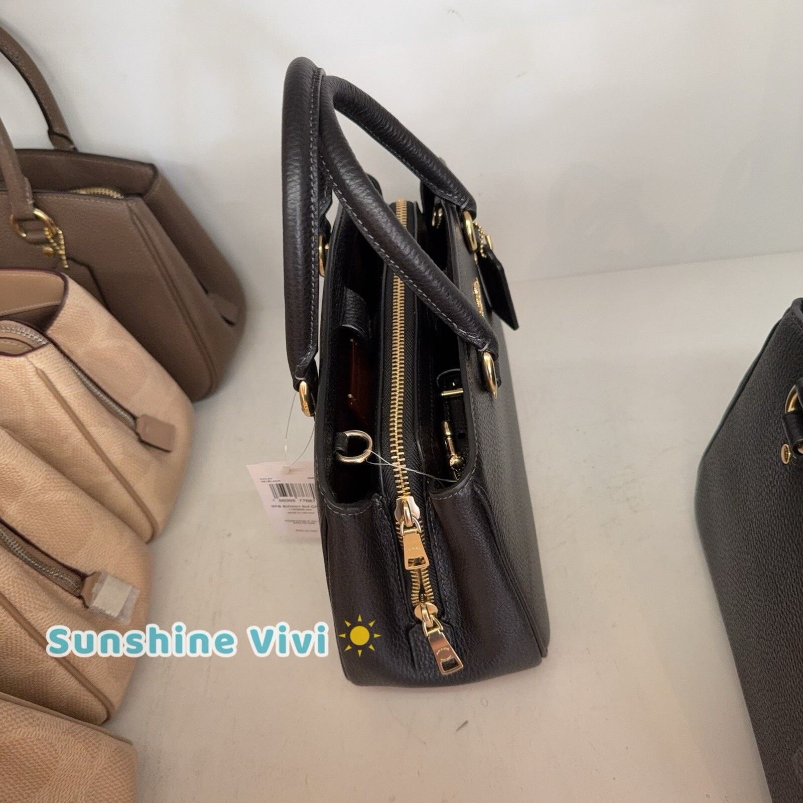 Coach NWT Coach Savannah Leather Carryall Satchel CAL54 Gold/Black Size ONE SIZE - 2 Thumbnail