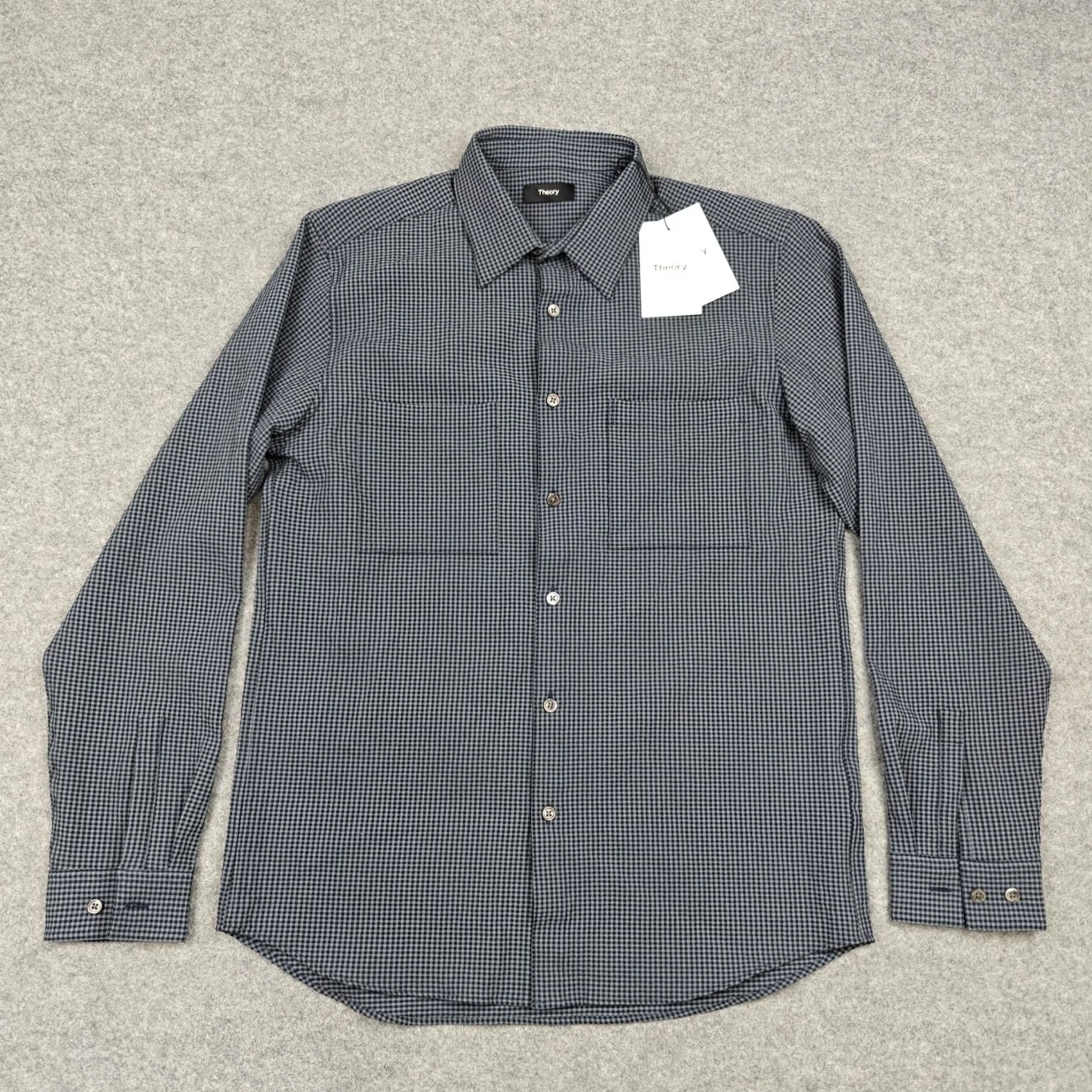 Theory Theory Shirt Mens Medium Blue Gingham Seersucker Long Sleeve Button Up MSRP 225 Size US M / EU 48-50 / 2 - 2 Thumbnail