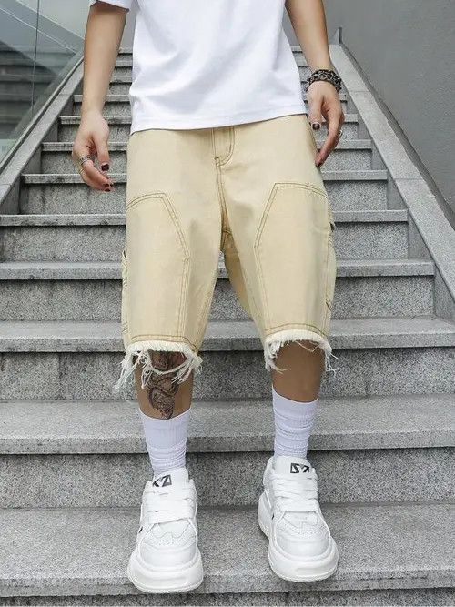 Other Cargo Shorts Jorts Distressed Denim Size US 32 / EU 48 - 4 Thumbnail