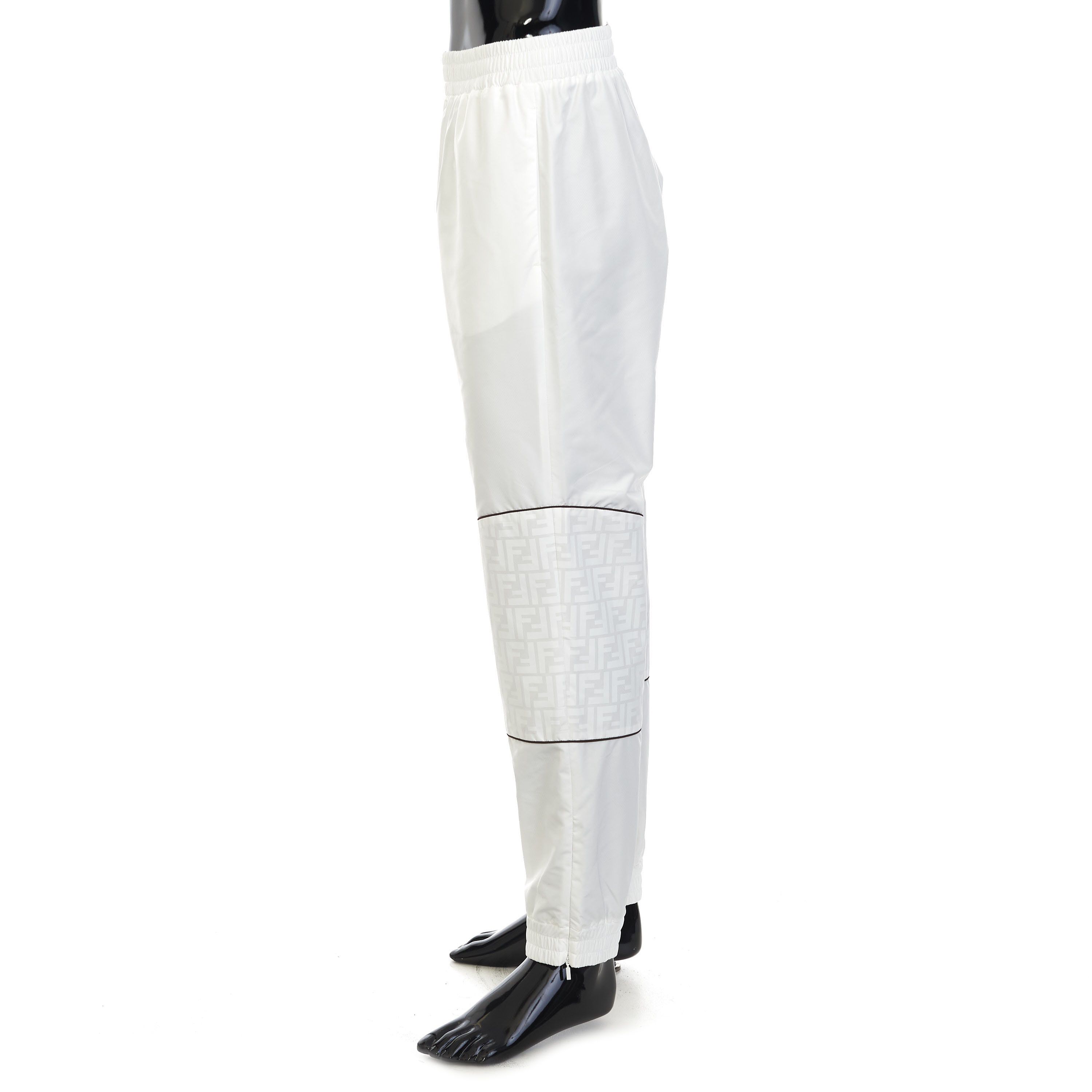 Fendi White Nylon Track Pants With FF Zucca Pattern Print Size S Size US 28 / EU 44 - 3 Thumbnail