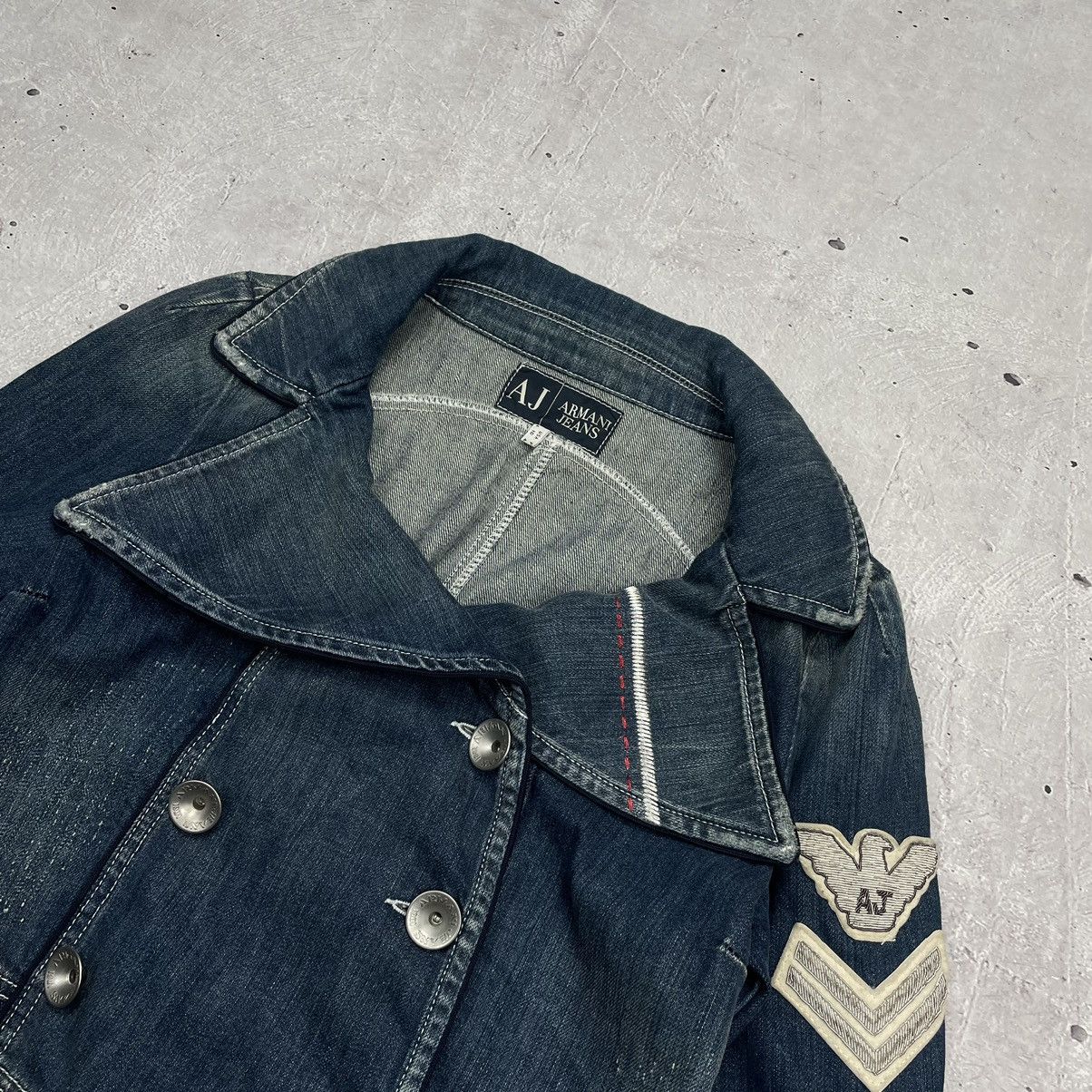 Armani × Vintage Armani Jeans denim jacket with patches indigo 006 style Size L / US 10 / IT 46 - 4 Thumbnail