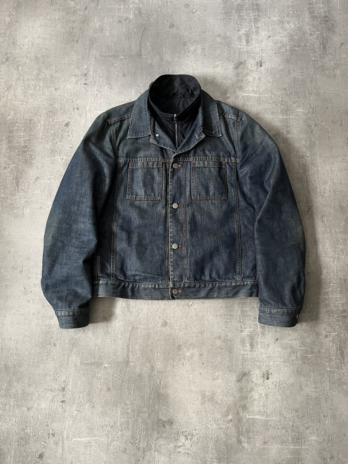2005 PRADA ライニングデニムジャケット Prada × Vintage Denim Jacket w/ Nylon Lining - 2005 | Grailed
