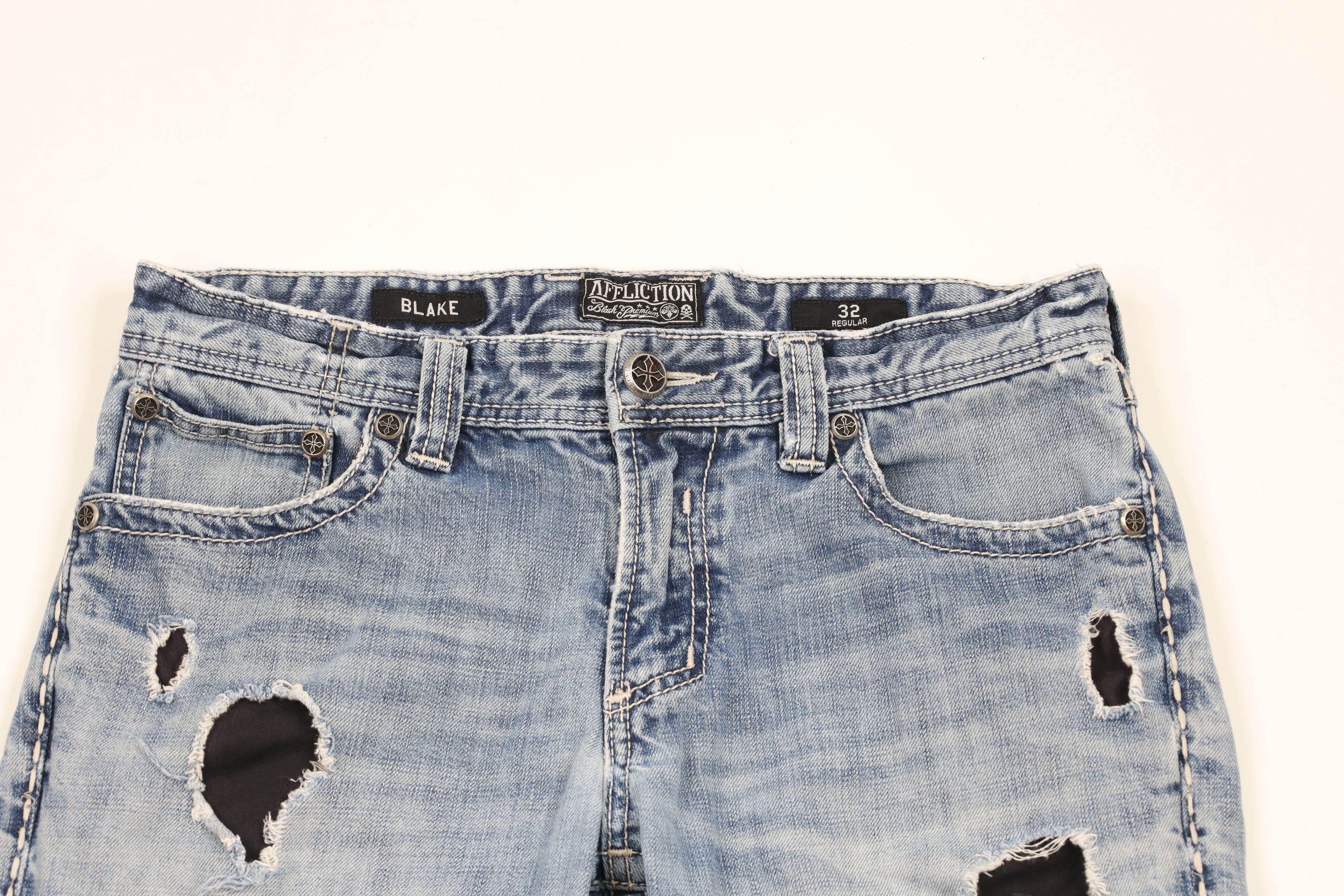 Affliction × Vintage Buckle BKE Affliction Blake Thick Stitch Cross UFC MMA Jeans Size US 32 / EU 48 - 2 Thumbnail