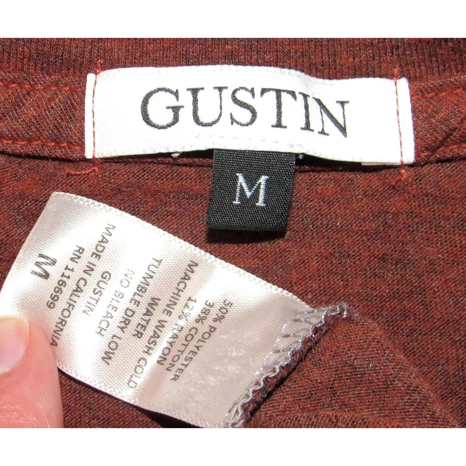 Gustin GUSTIN Rust Rayon Tri Blend Short Sleeve V Neck T Shirt Medium M Size US M / EU 48-50 / 2 - 3 Thumbnail