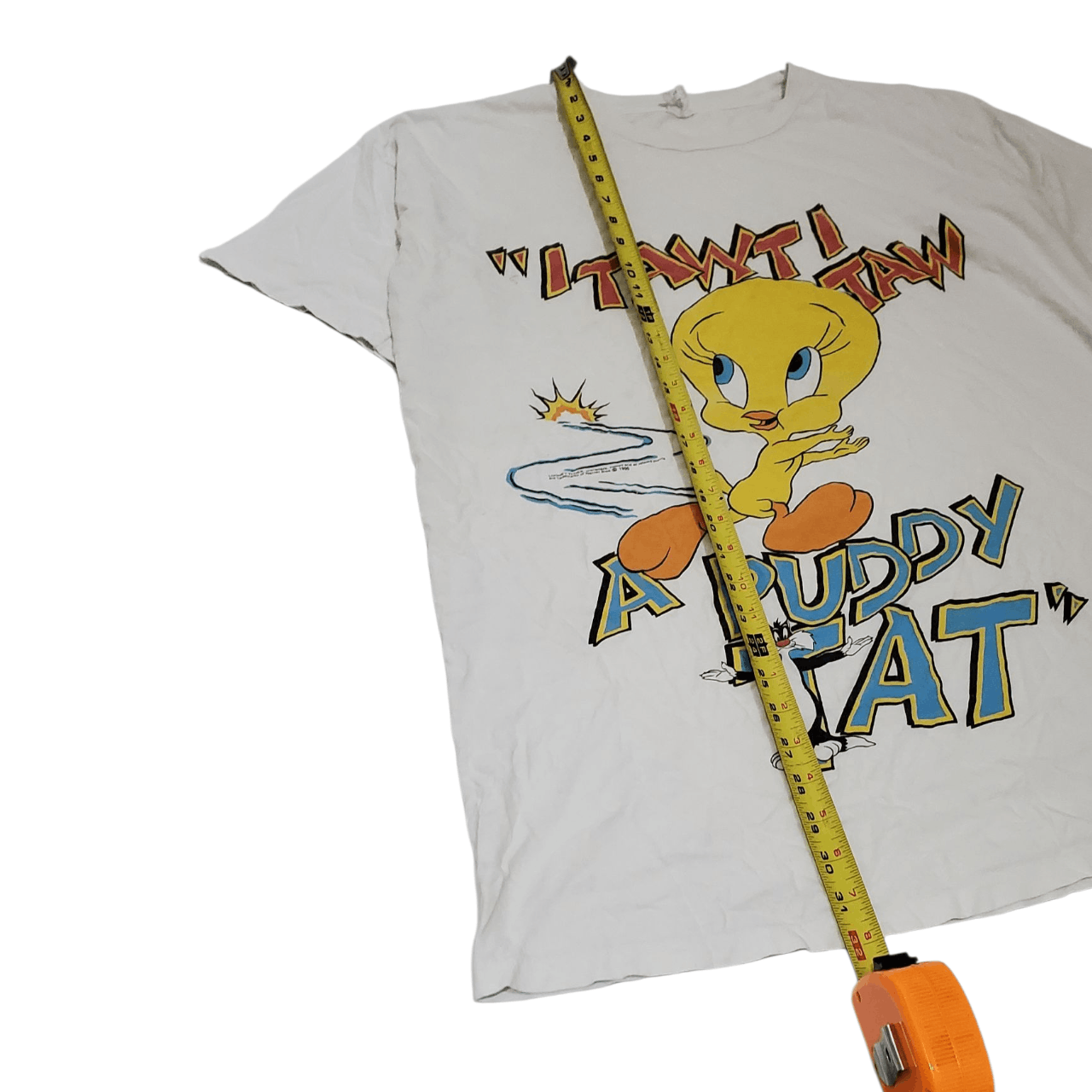 Warner Bros 1995 90s Tweety Bird & Sylvester the Cat T-Shirt *OSFA/2XL* Size US XXL / EU 58 / 5 - 7 Thumbnail
