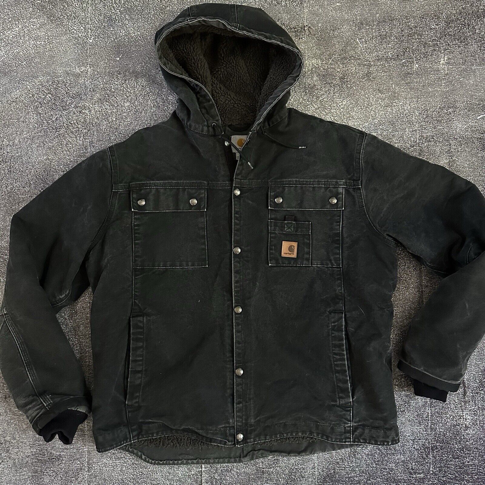 Carhartt men's sherpa lined sandstone hooded multi pocket jacket j284 sale