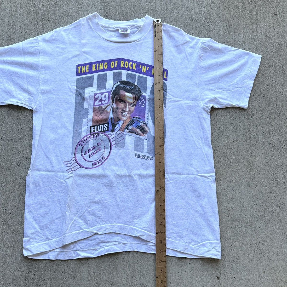 Band Tees Vintage 1992 Elvis Presley Stamp Anvil T-Shirt Size XL Size US XL / EU 56 / 4 - 7 Thumbnail