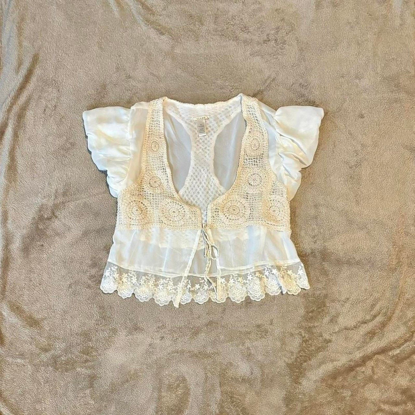 Free People Free People Vixen Lace Crochet Blouse XL Deadstock 2010s Size XL / US 12-14 / IT 48-50 - 2 Thumbnail