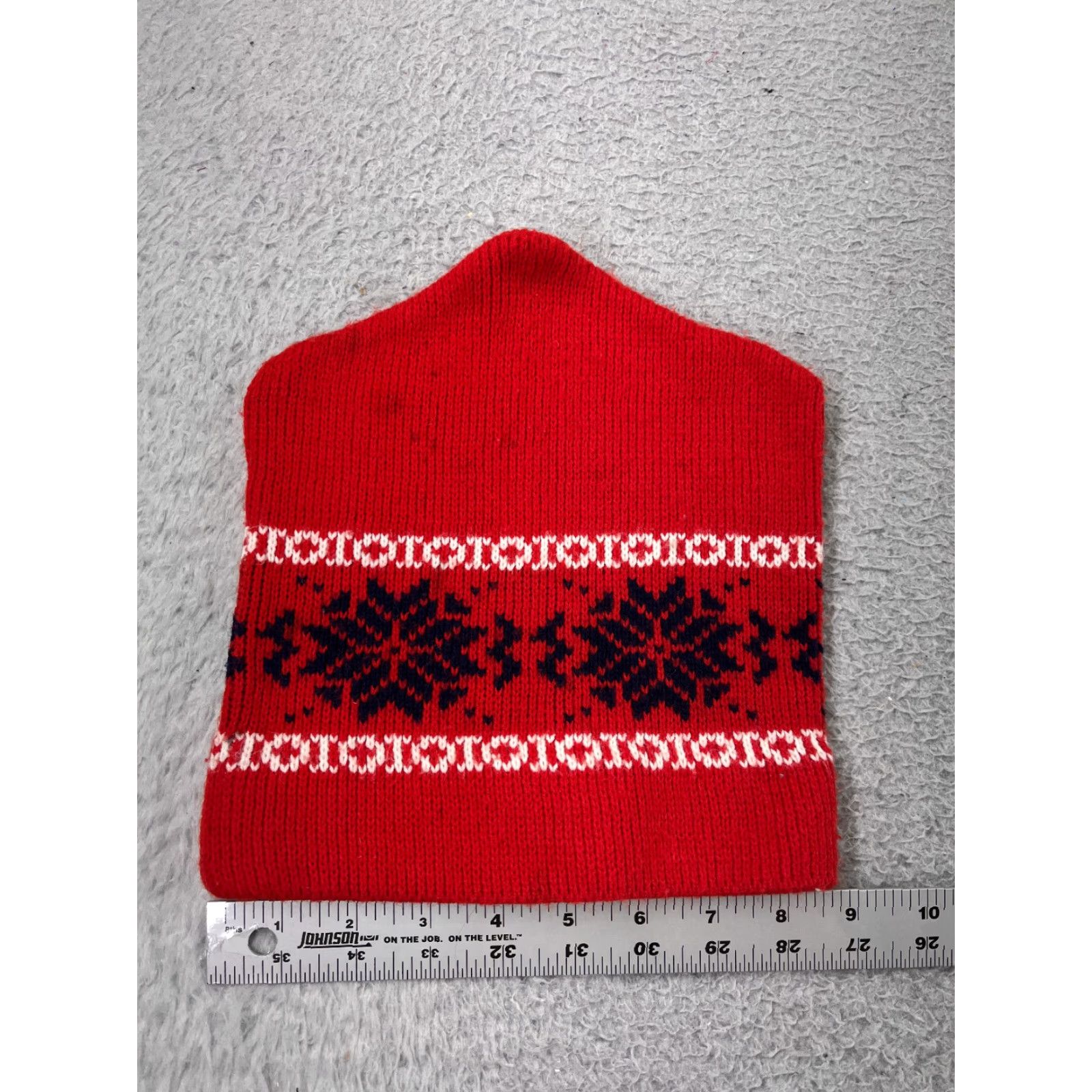 Vintage VINTAGE Beanie Hat Adult One Size Red Knit 100% Acrylic Fair Isle Winter Men Boys Size ONE SIZE - 3 Thumbnail