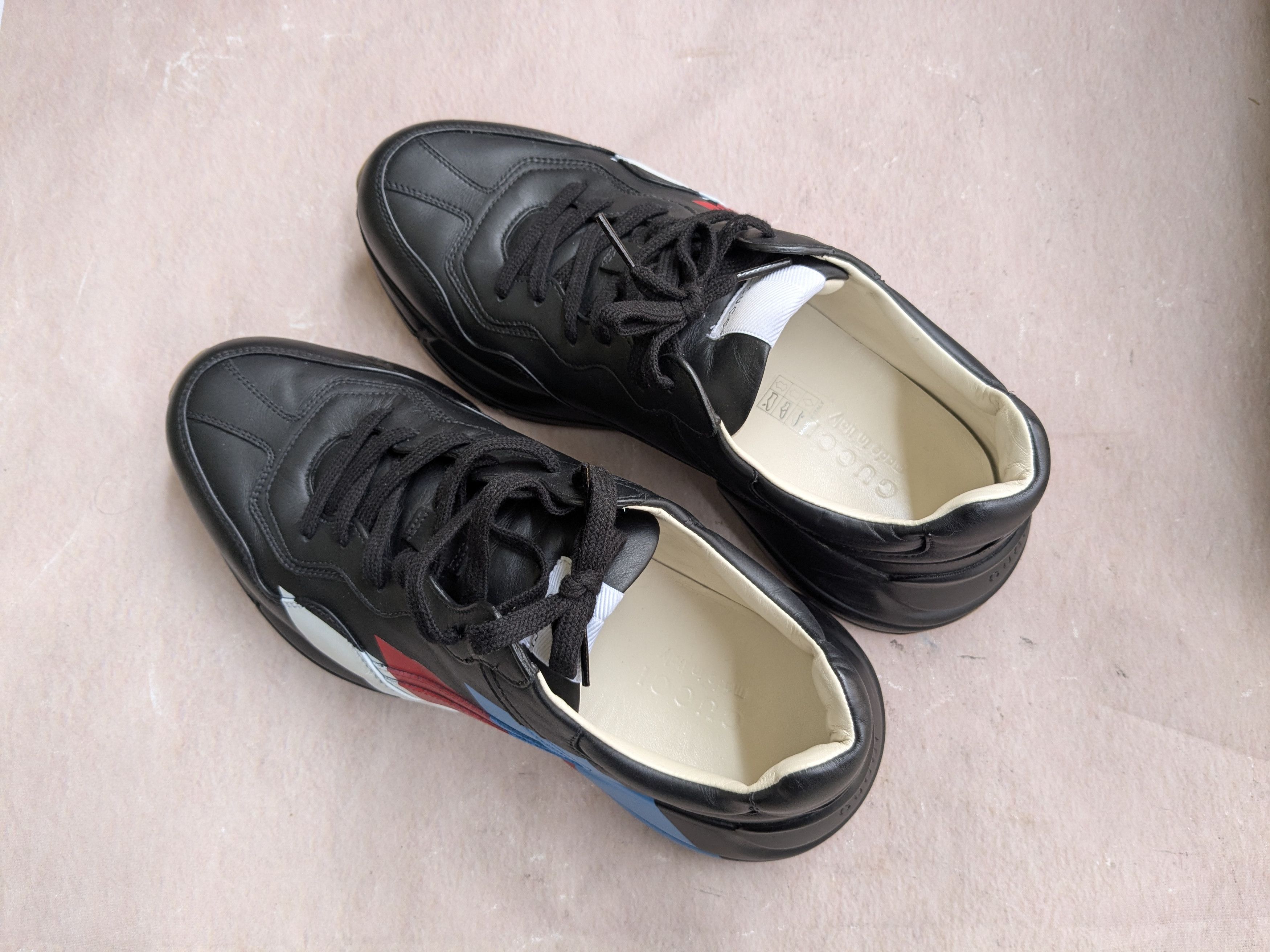 Gucci Gucci Rython Sneakers 523535 Web Print Black Leather Size US 9.5 / EU 42-43 - 9 Thumbnail