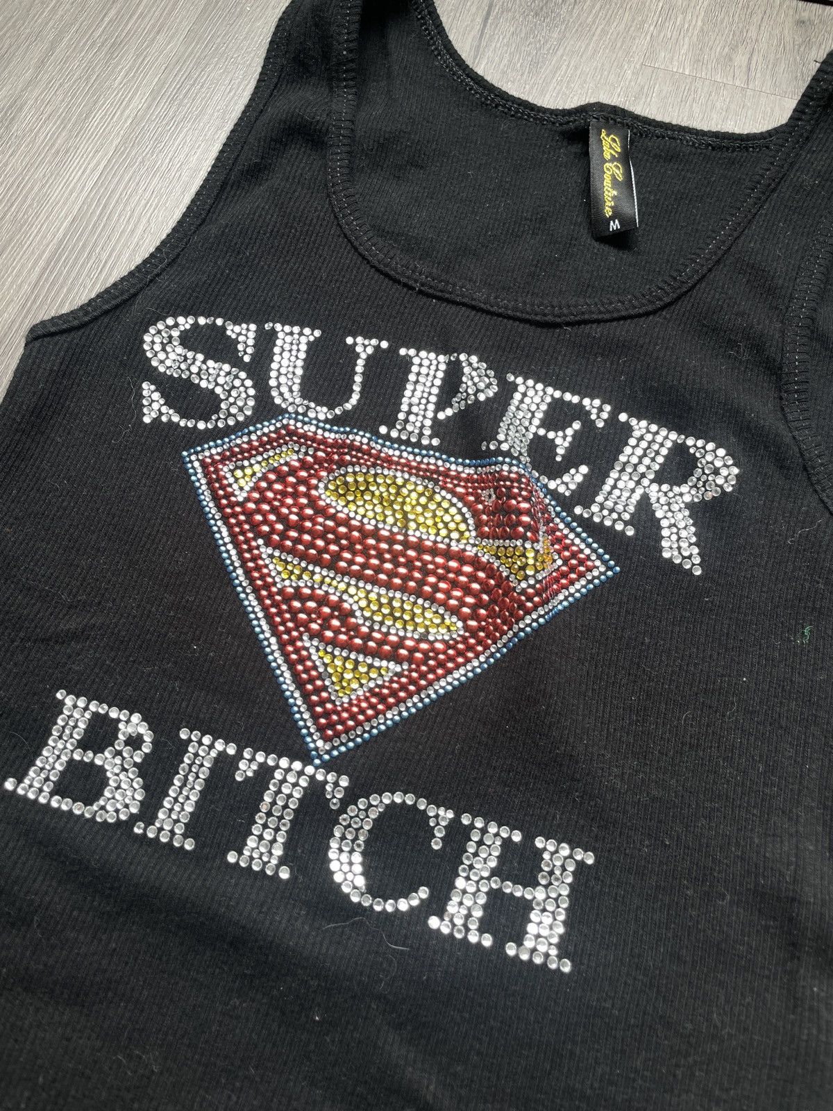 Other Y2K “Super B Rhinestone” Tank Top (Sz.M) Size M / US 6-8 / IT 42-44 - 2 Thumbnail