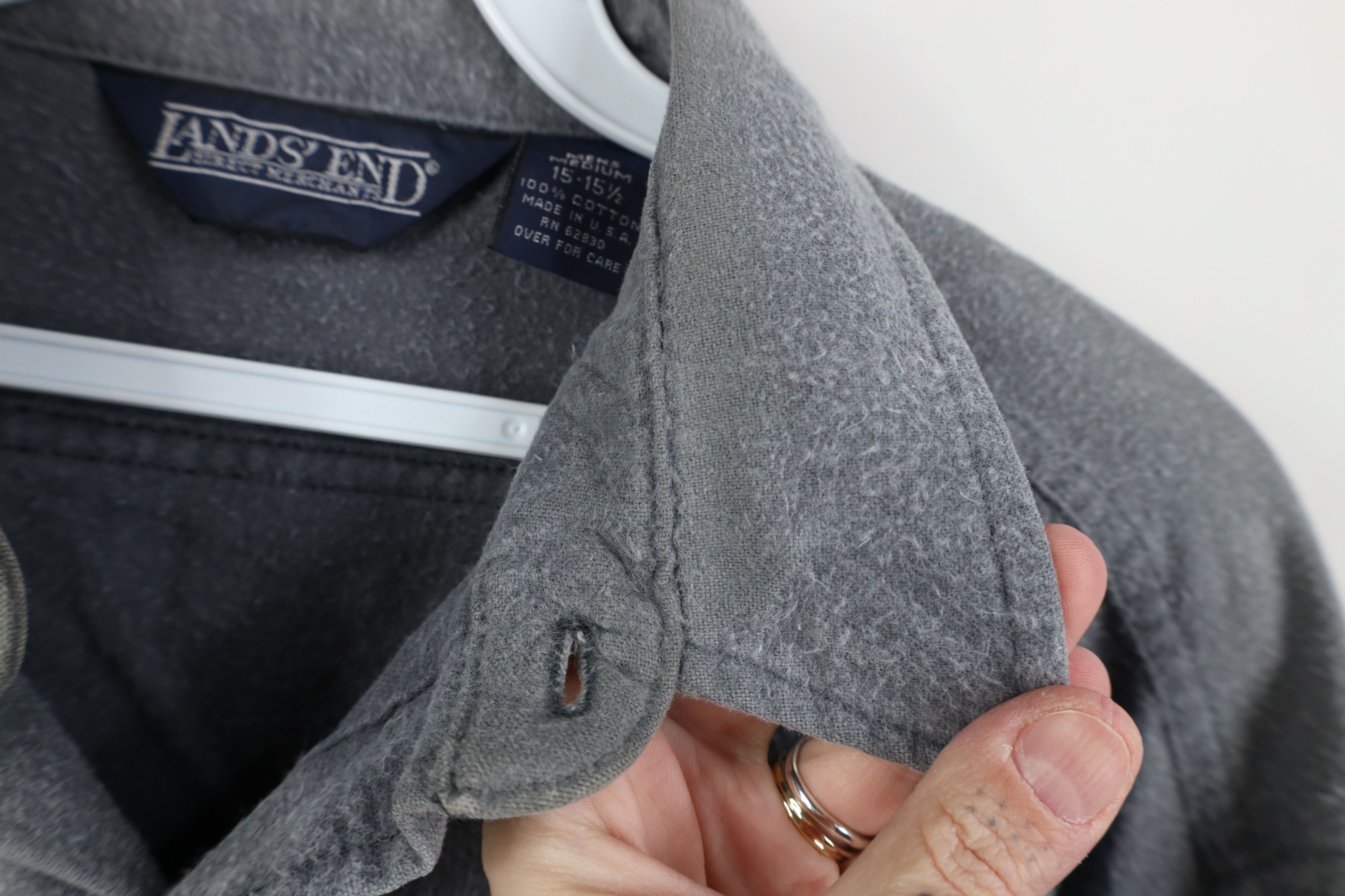 Lands' End Vintage 90s Lands End Chamois Cloth Button Shirt Gray USA Size US M / EU 48-50 / 2 - 4 Thumbnail