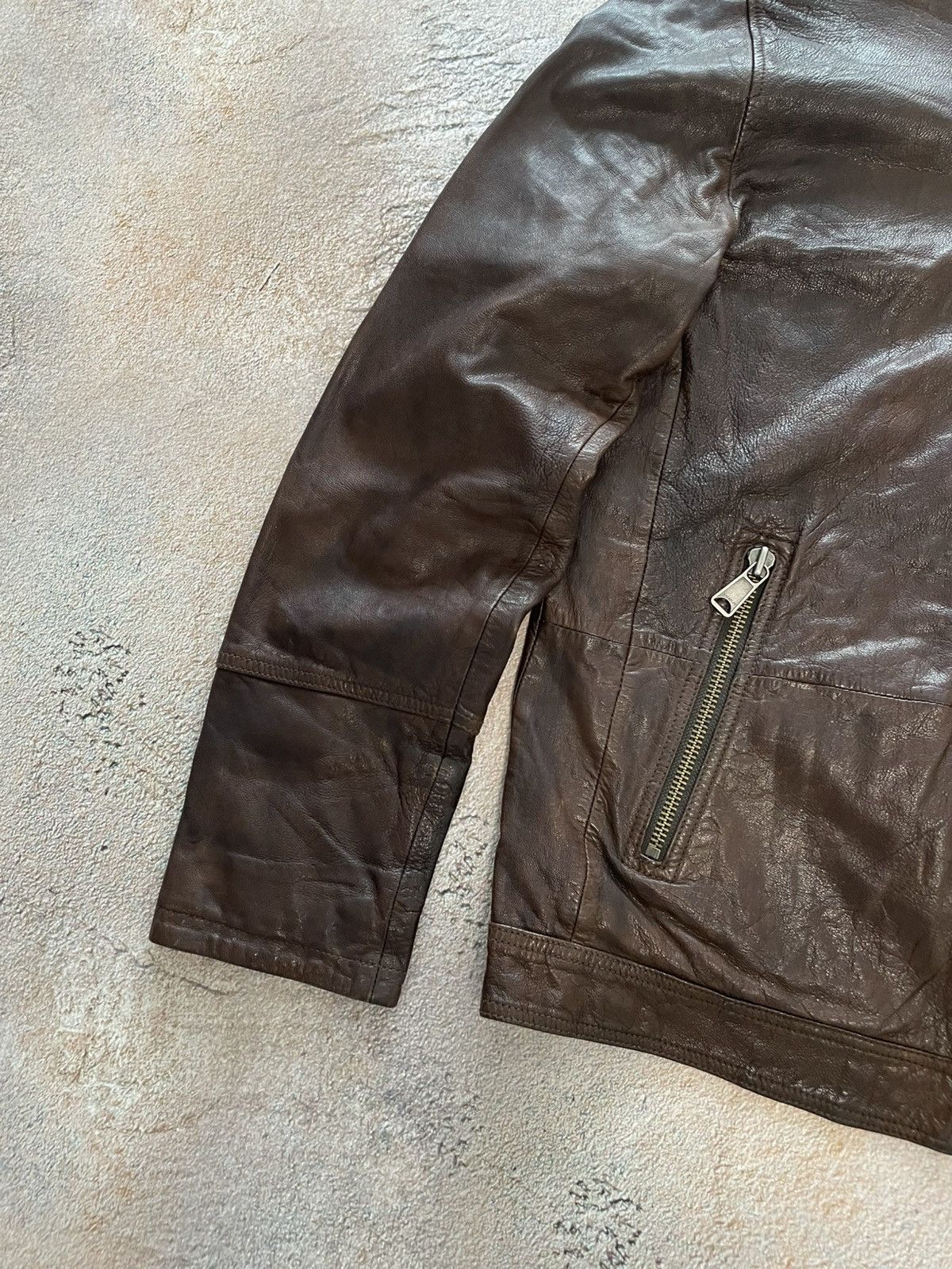 Napapijri Vintage Napapijri Brown Leather Jacket Size US XL / EU 56 / 4 - 4 Thumbnail