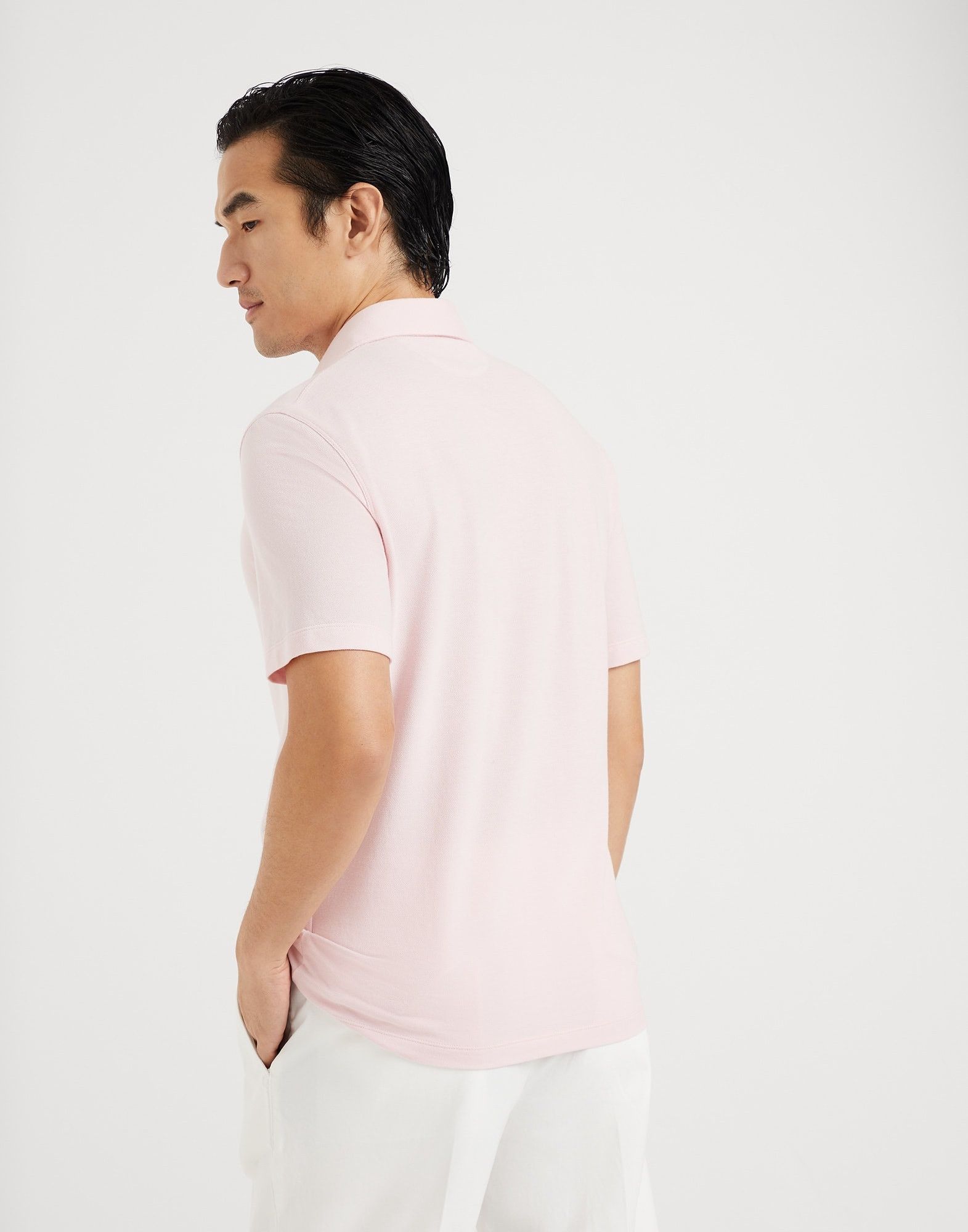 Brunello Cucinelli o1la1rc1a0425 Polo T-Shirt in Light Pink Size US L / EU 52-54 / 3 - 2 Thumbnail