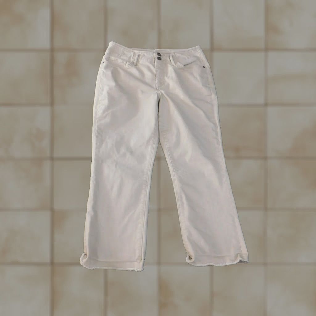 NYDJ NYDJ Jeans Size 8 Straight Gray Lift Tuck Denim Metallic Womens Casual Stretch Regular Rise 8.5-10.5 Inseam 33 in Size 30" / US 8 / IT 44 - 1 Thumbnail