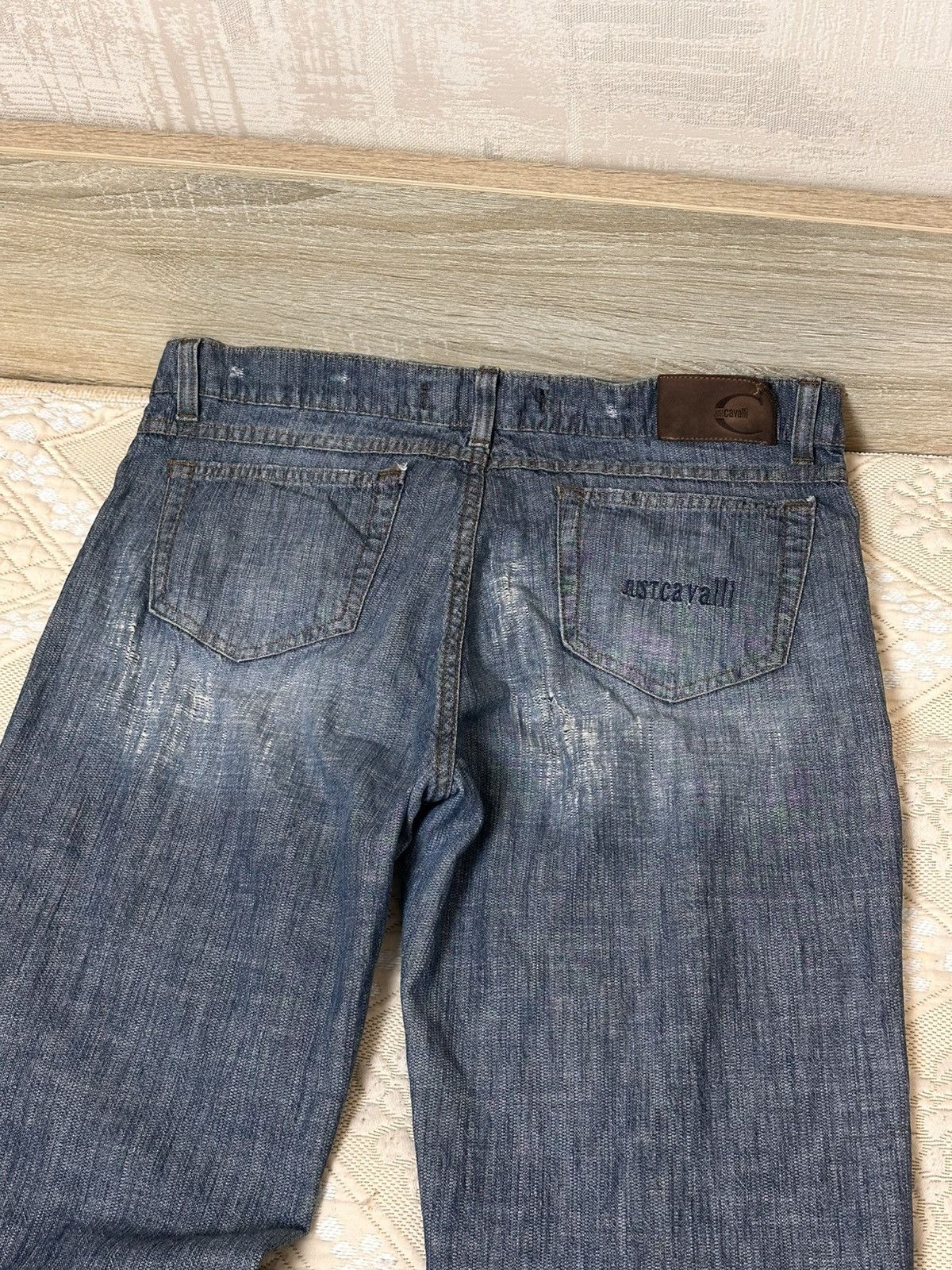 🔥 Just Cavalli SS03 Low Rise Denim Logo Pants Jeans Trousers