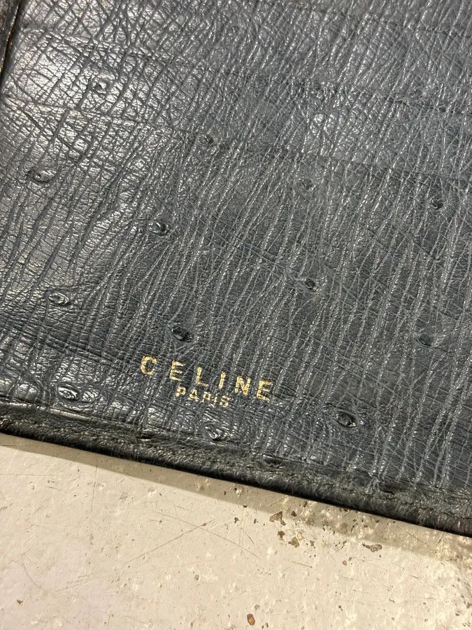 Celine 2000s Celine Black Ostrich Embossed Leather Wallet Size ONE SIZE - 6 Thumbnail