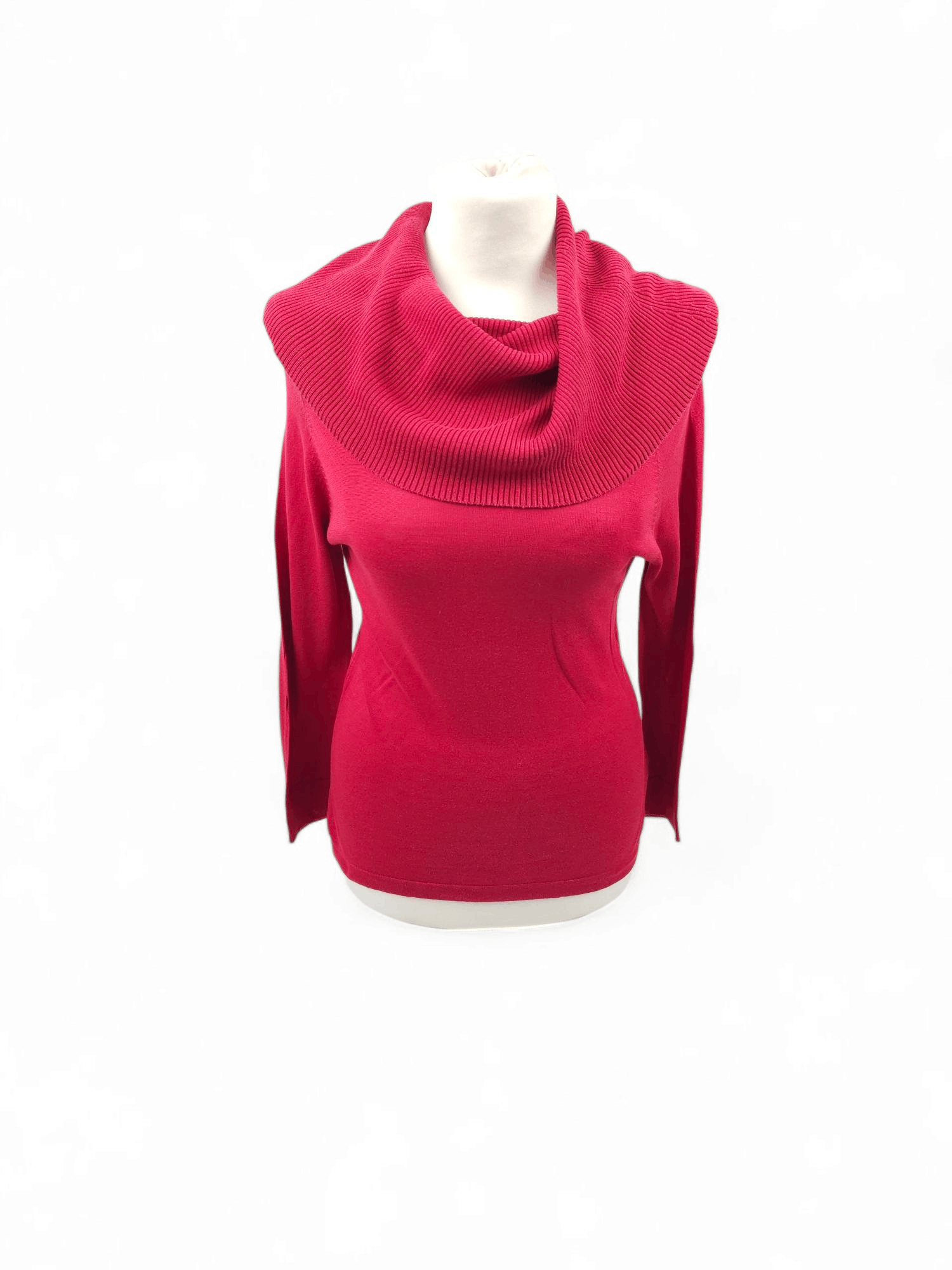 Max Mara 💎 Max Mara Silk Red Cowl Neck Knitted Sweatshirt Sweater Size M / US 6-8 / IT 42-44 - 1 Thumbnail
