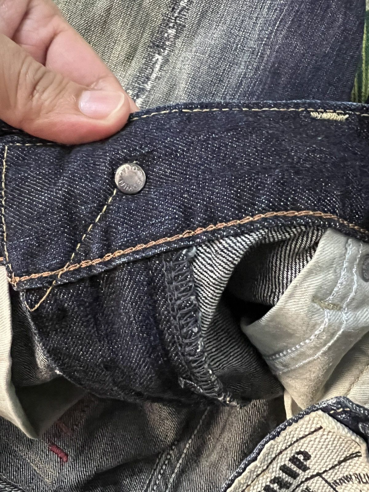 Edwin Vintage Edwin 503 Blue Trip Flare Distress Jean Japan Size US 33 - 22 Thumbnail