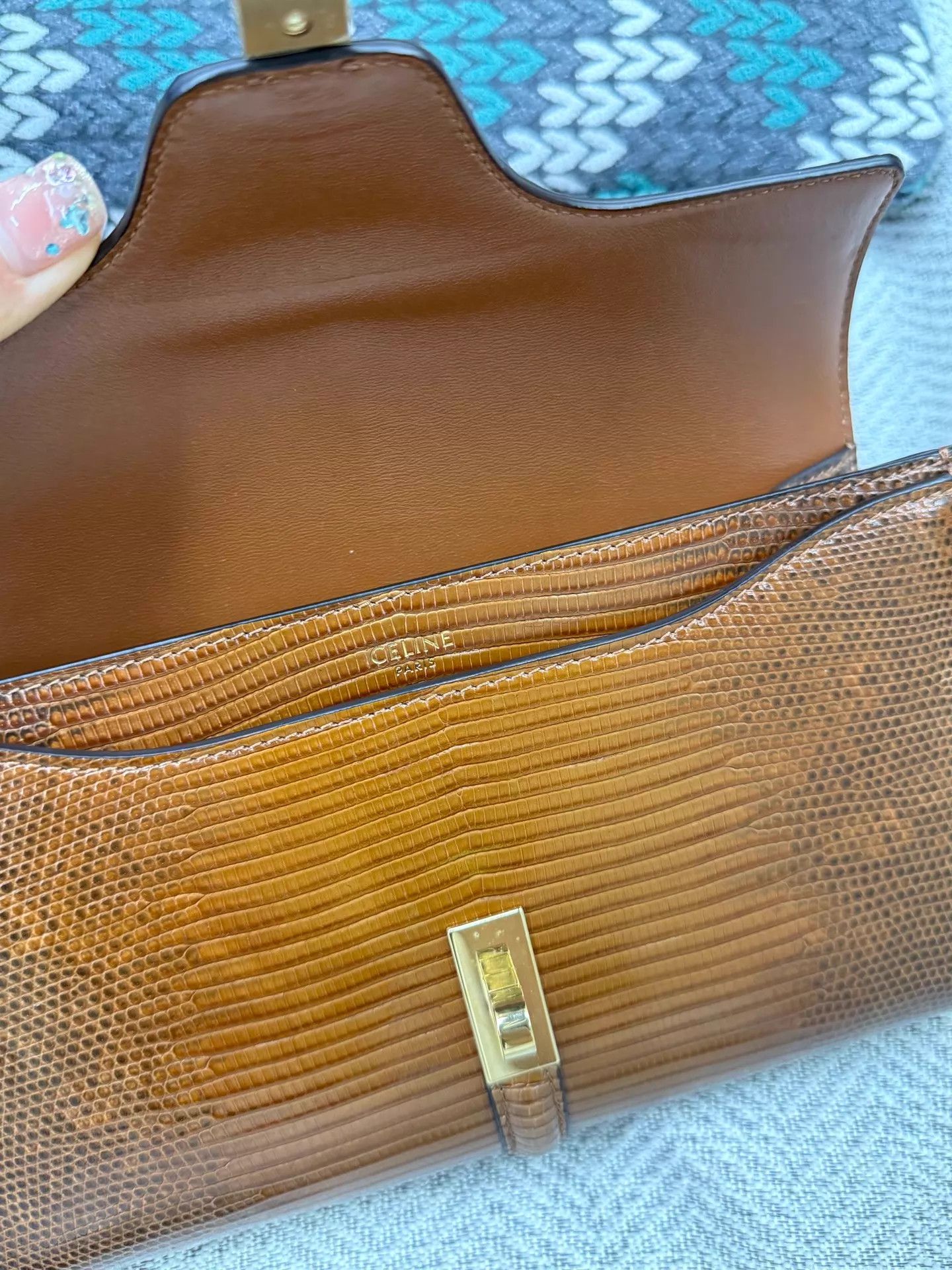 Celine Celine Caramel Lizard Clutch (Convertible to Crossbody) Size ONE SIZE - 8 Thumbnail