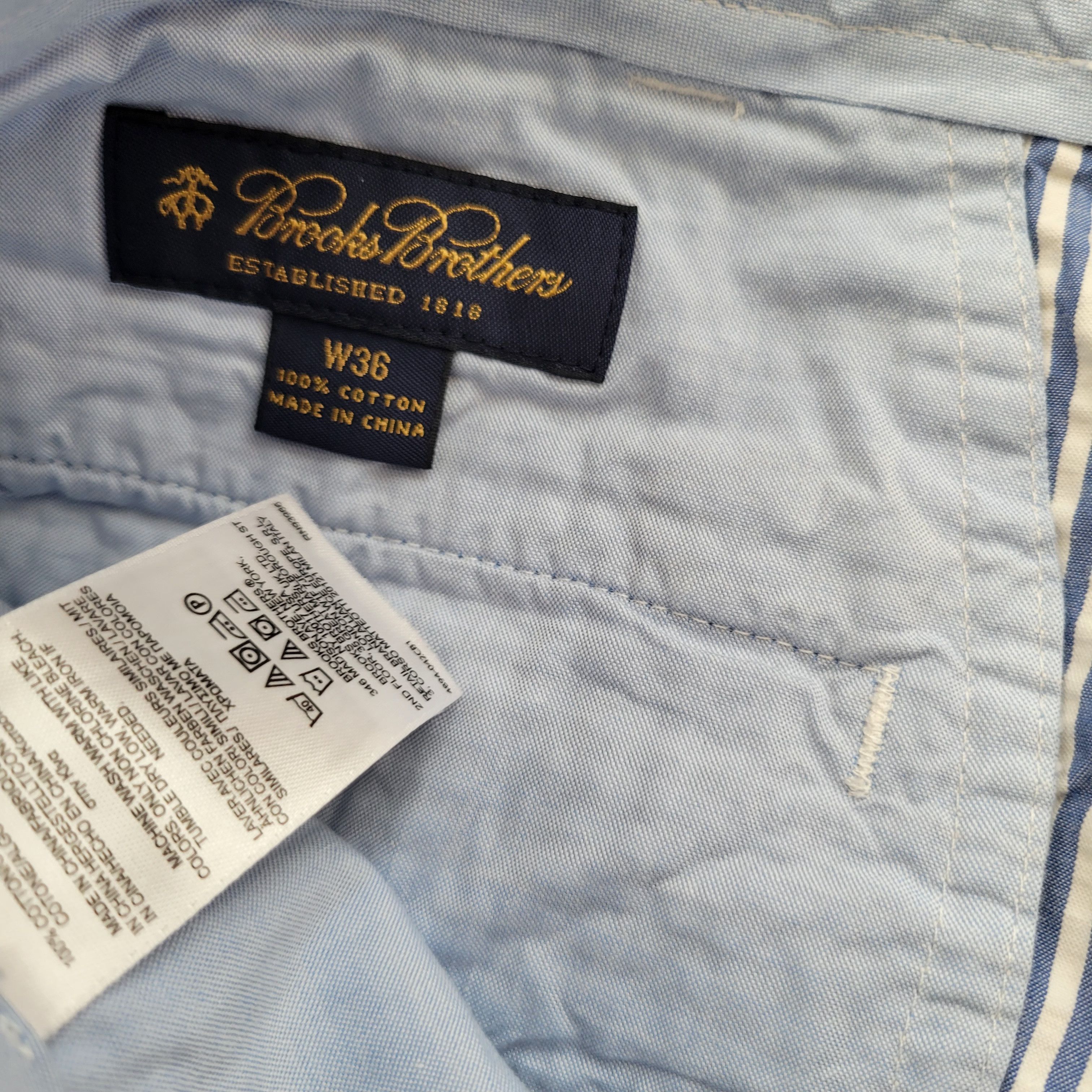 Brooks Brothers Brooks Brothers Seersucker Chino Shorts Blue White 100% 36 Size US 36 / EU 52 - 8 Thumbnail