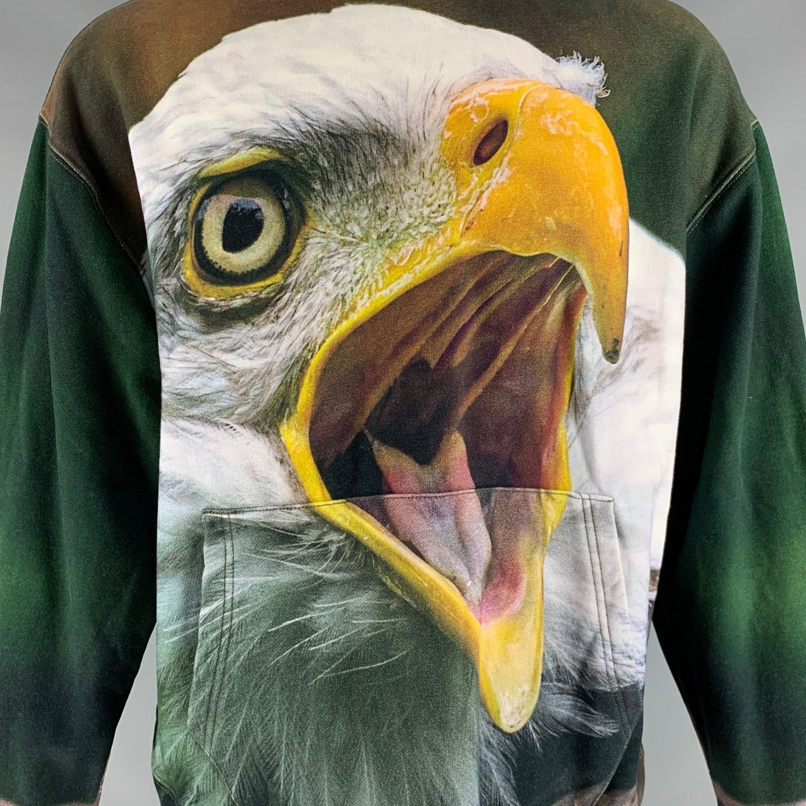 R13 R13 Green White Yellow Eagle Print Cotton Hoodie Sweatshirt Size US S / EU 44-46 / 1 - 2 Thumbnail