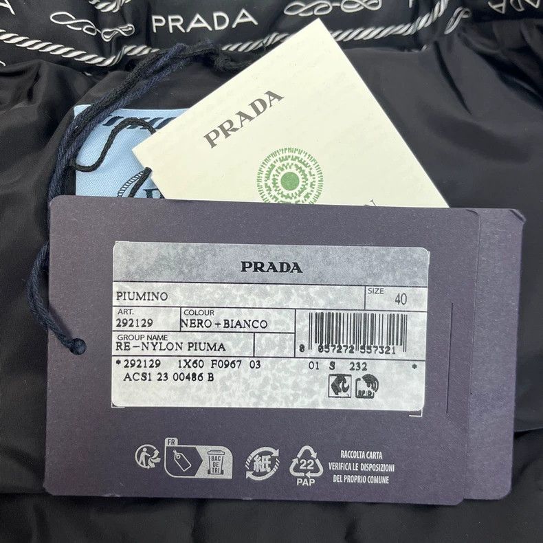Prada Prada Black full logo metal triangle down jacket 2502-Nexta Size US XXS / EU 40 - 8 Thumbnail