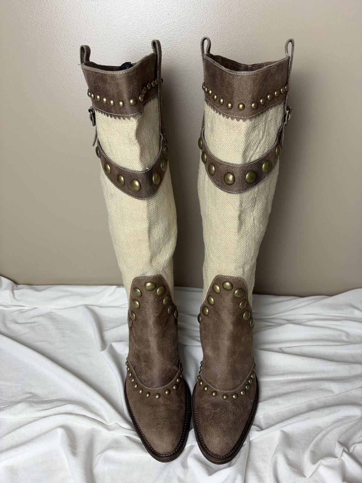 Vintage Italian leather 90s Cossacks high boots cowboy vintage shoes Size US 6 / IT 36 - 3 Thumbnail
