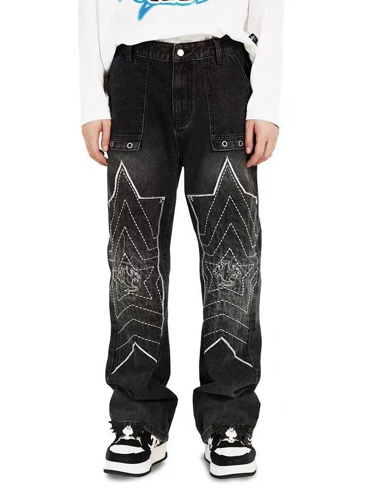 Japanese Brand × Jean Retro loose embroidered jeans Size US 32 / EU 48 - 4 Thumbnail