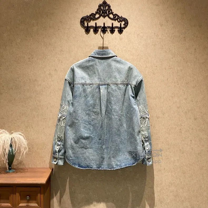 Loewe Loewe Light Blue Embroidered Logo Denim Shirt Jacket Size M / US 6-8 / IT 42-44 - 2 Thumbnail