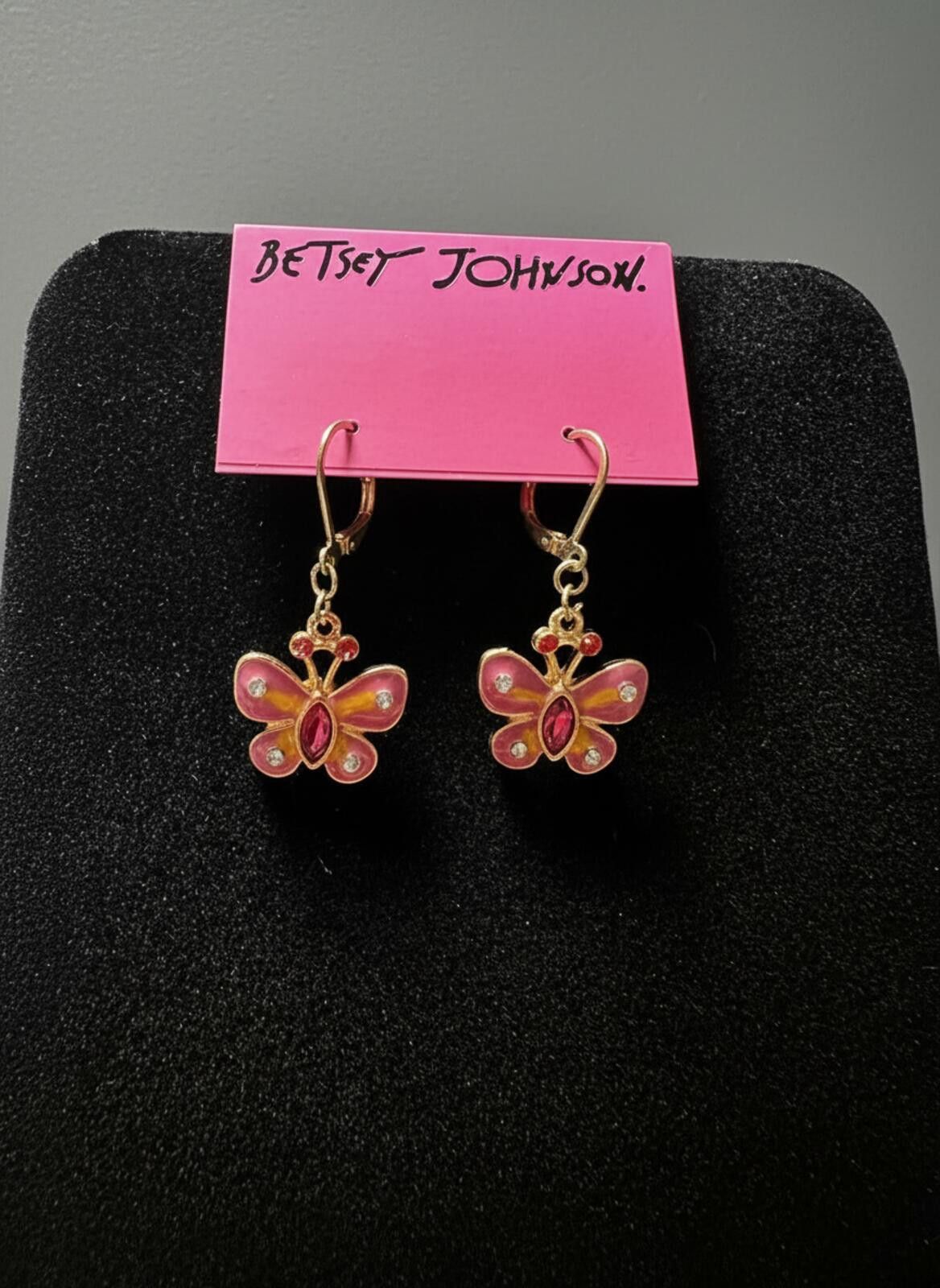 Other Betsey Johnson Pink Butterfly Dangle Earrings Size ONE SIZE - 1 Preview