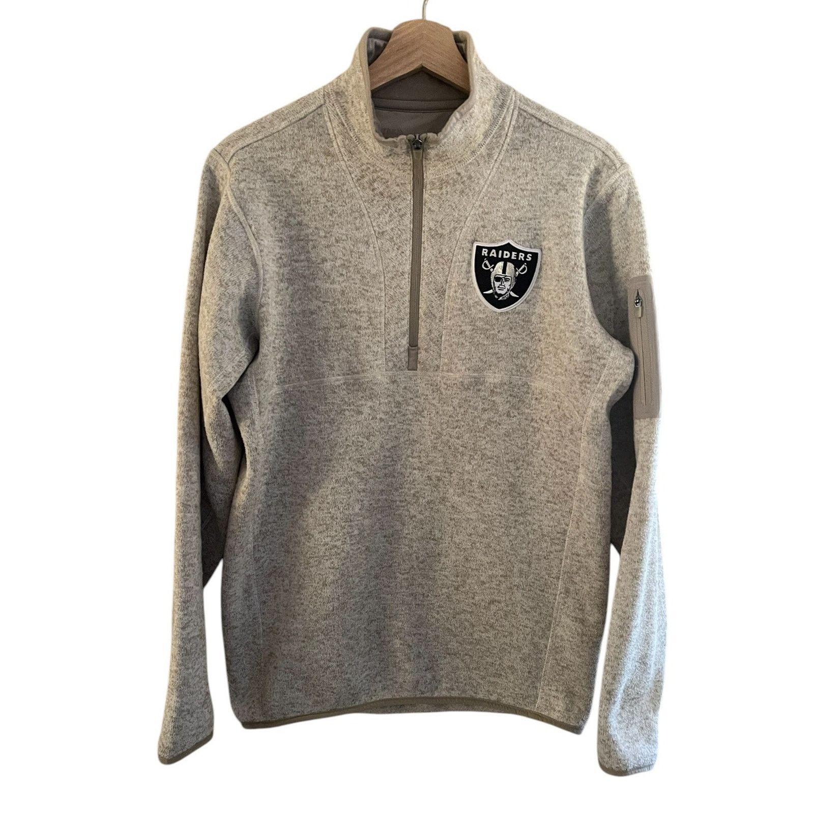 Antigua Antigua Oakland Raiders NFL 1/4 Zip Fleece Cream Size Medium Size US M / EU 48-50 / 2 - 2 Thumbnail