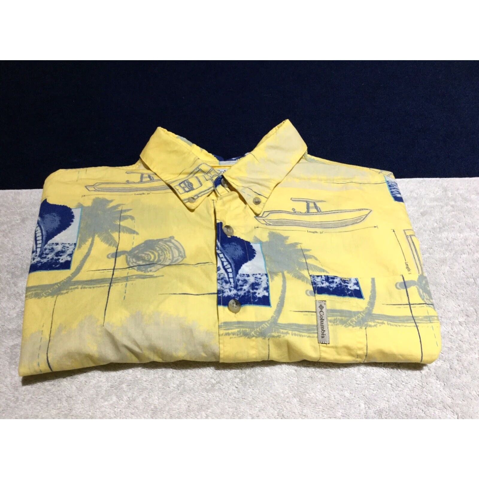 Vintage Columbia Mens Short Sleeve Yellow Fish Print Button Front Shirt 2XL Size US XXL / EU 58 / 5 - 6 Thumbnail