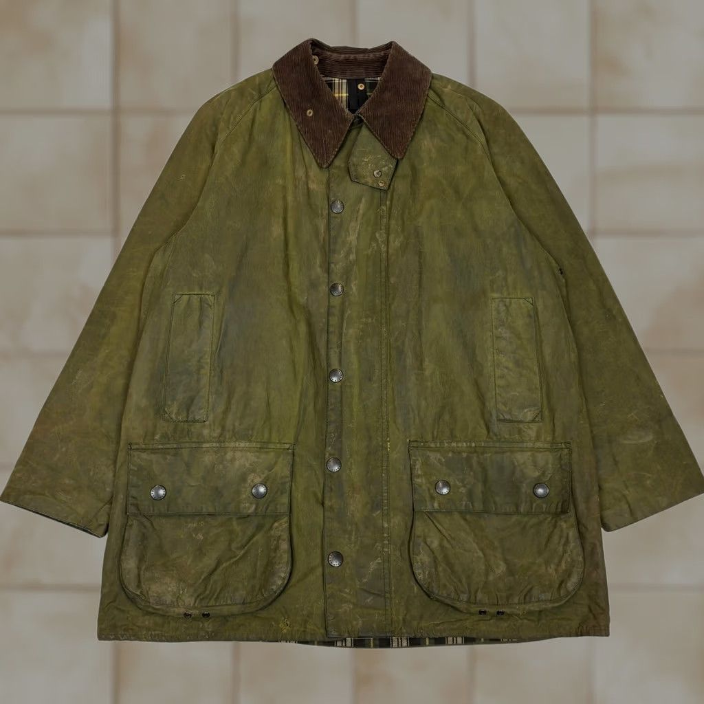 Barbour Barbour Jacket Beaufort Waxed Olive Plaid Lined Cotton Zip Snap Men's Large Barbour Beaufort C40 Size US L / EU 52-54 / 3 - 1 Thumbnail