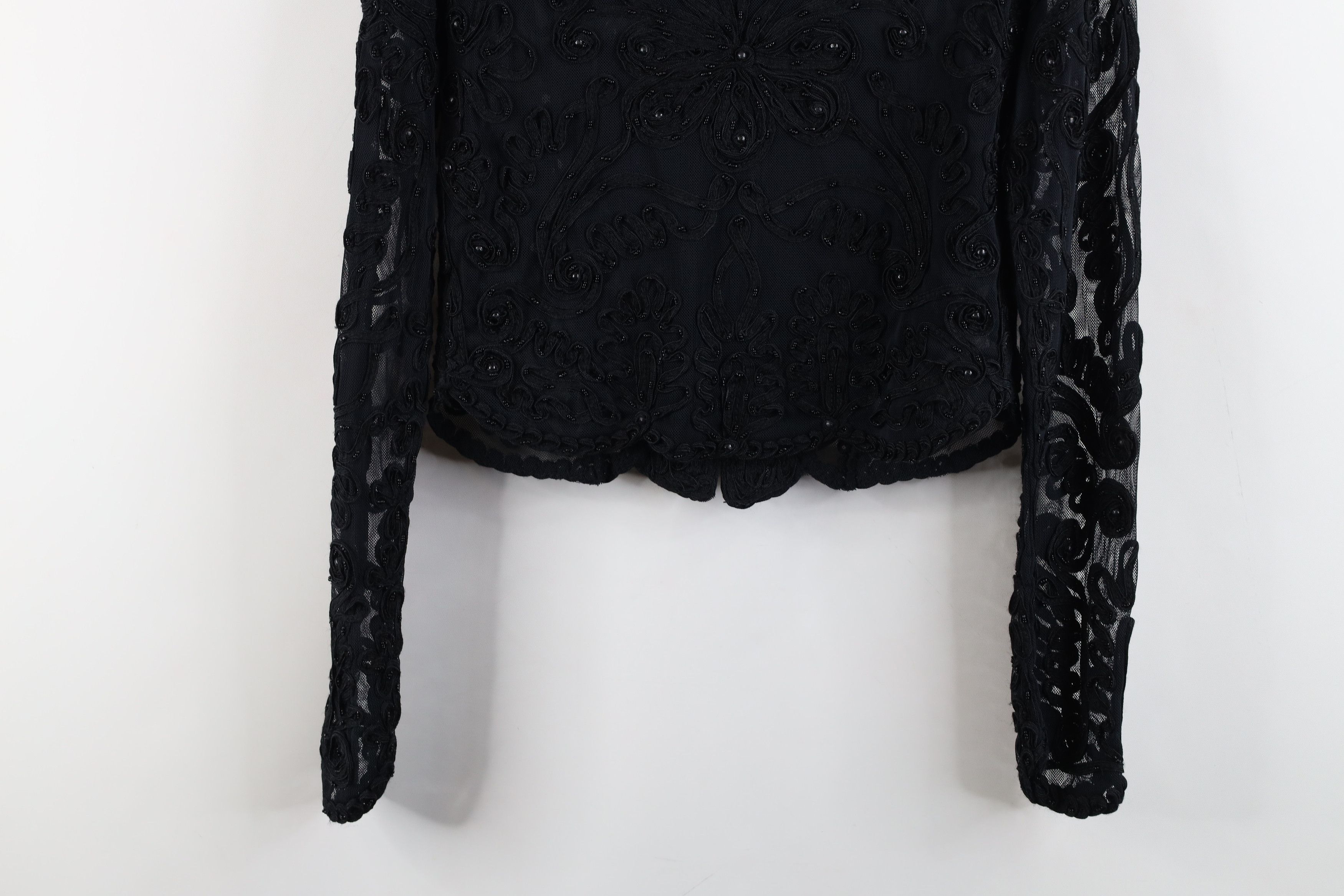 Vintage Vintage 90s Cache Sheer Lace Button Cardigan Sweater Black Size L / US 10 / IT 46 - 14 Thumbnail