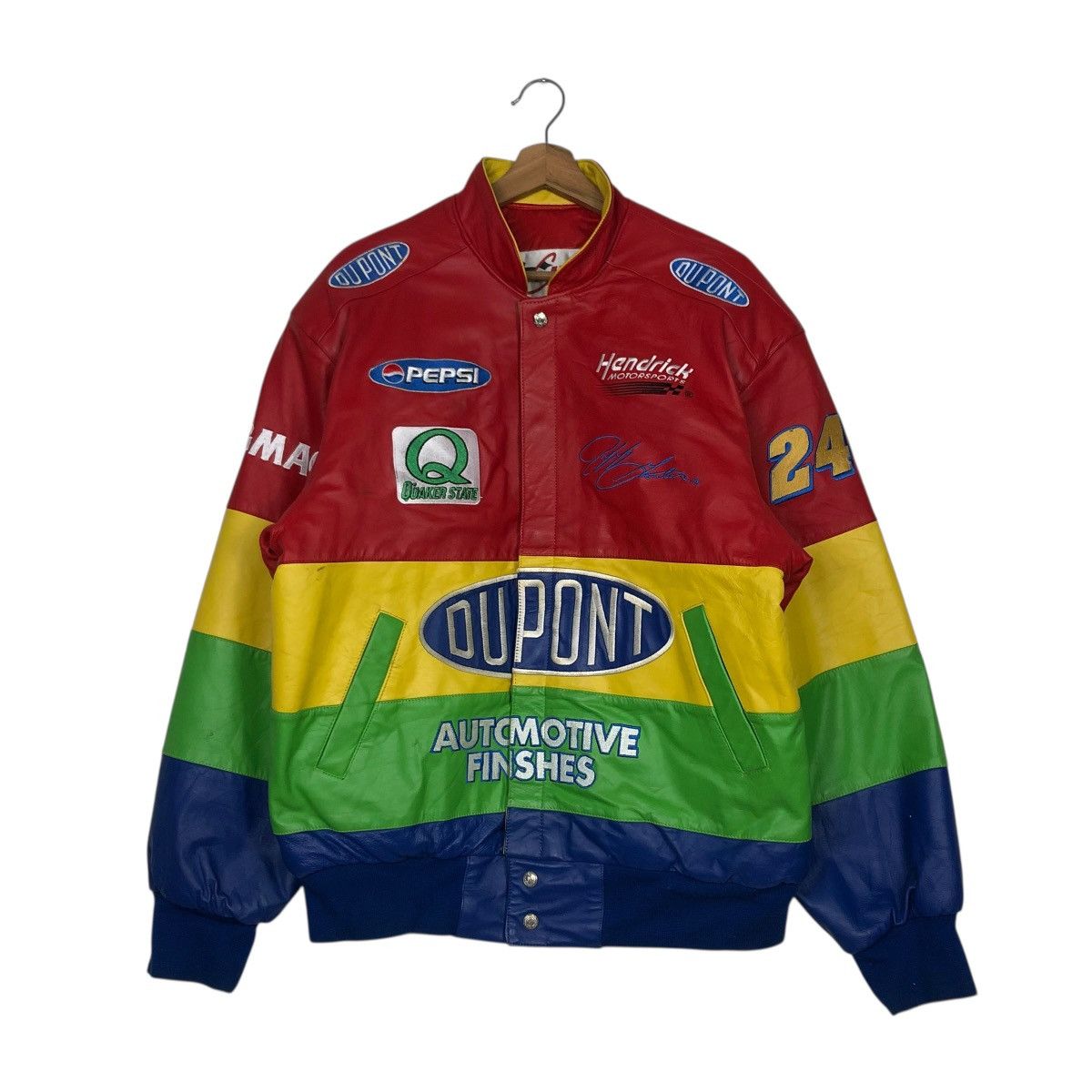 Jimi Hendrix 🔥VINTAGE GENUINE LEATHER JACKET BOMBER DUPONT HENDRIK USA Size US L / EU 52-54 / 3 - 3 Thumbnail