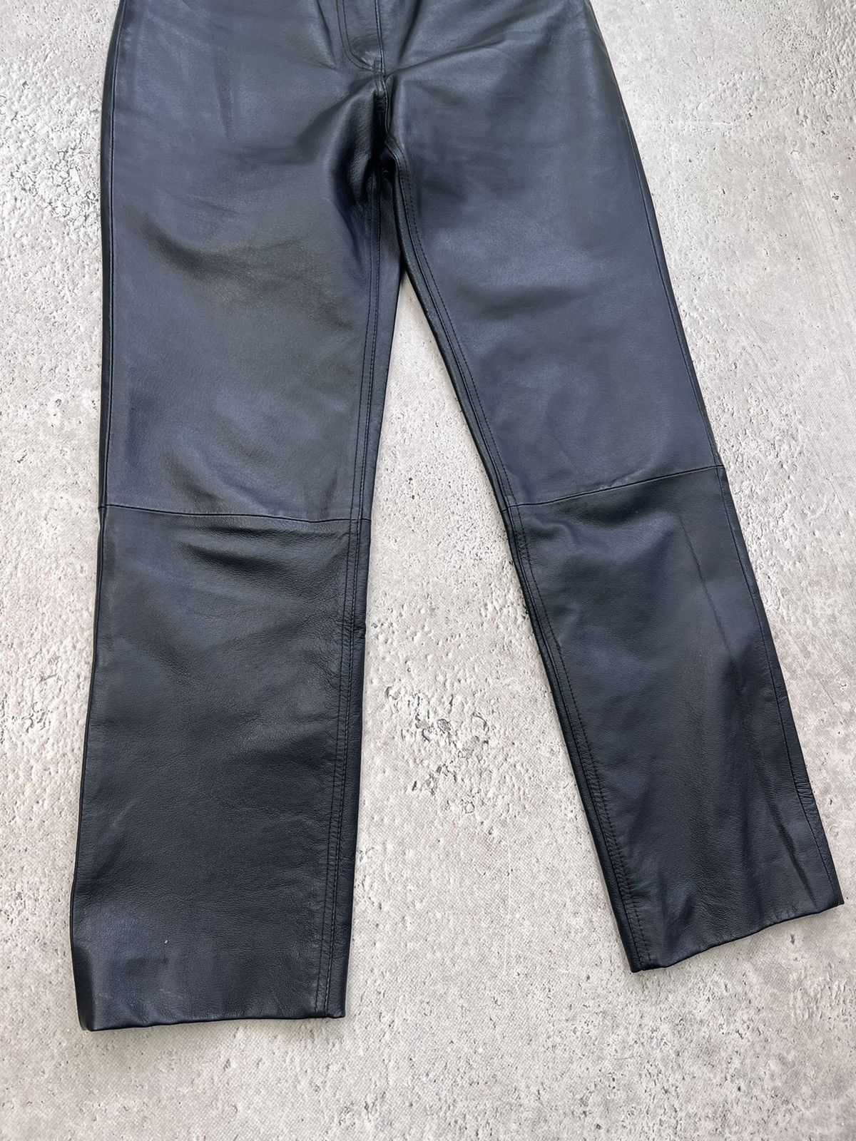 Designer × Leather VINTAGE CASUAL BALENCIAGA STYLE LEATHER PANTS MOTO RACING Size US 30 / EU 46 - 4 Thumbnail